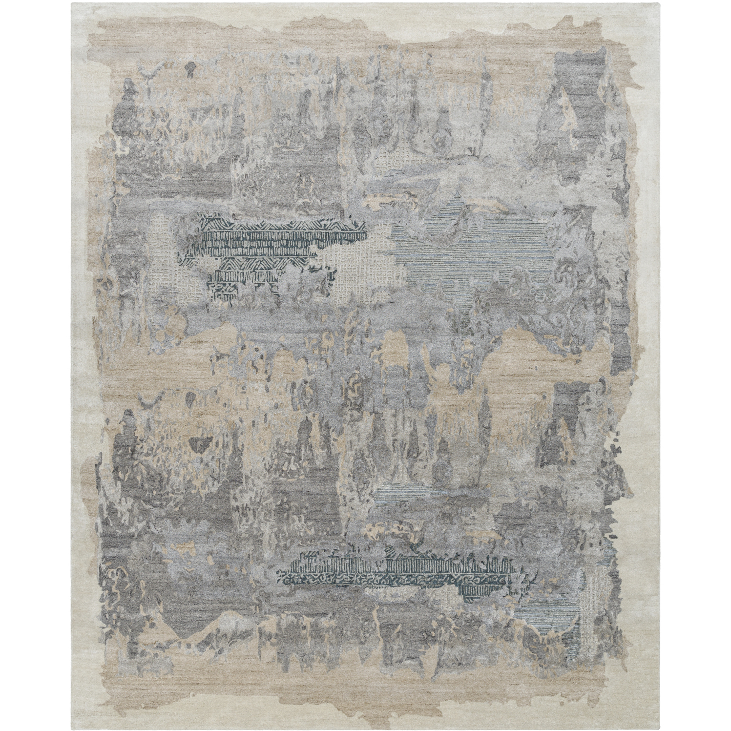 Opulence 120 X 36 inch Sterling Grey Handmade Rug in 3 x 10