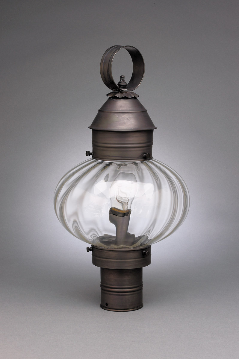 Cageless Onion 1 Light 20 inch Dark Antique Brass Post Lamp in Optic Glass
