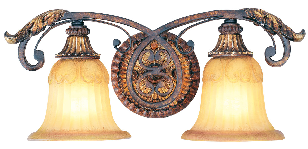 Villa Verona 2 Light 19 inch Verona Bronze with Aged Gold Leaf Accents Bath Vanity Wall Light