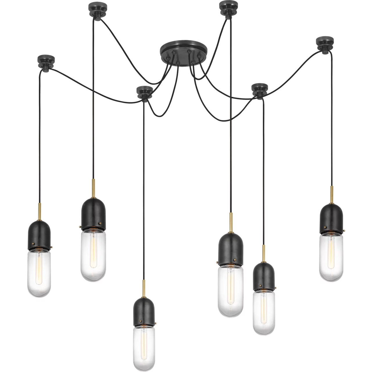 Thomas O'Brien Junio LED 9.5 inch Bronze and Brass Pendant Ceiling Light in Clear Glass, Bronze and Hand-Rubbed Antique Brass