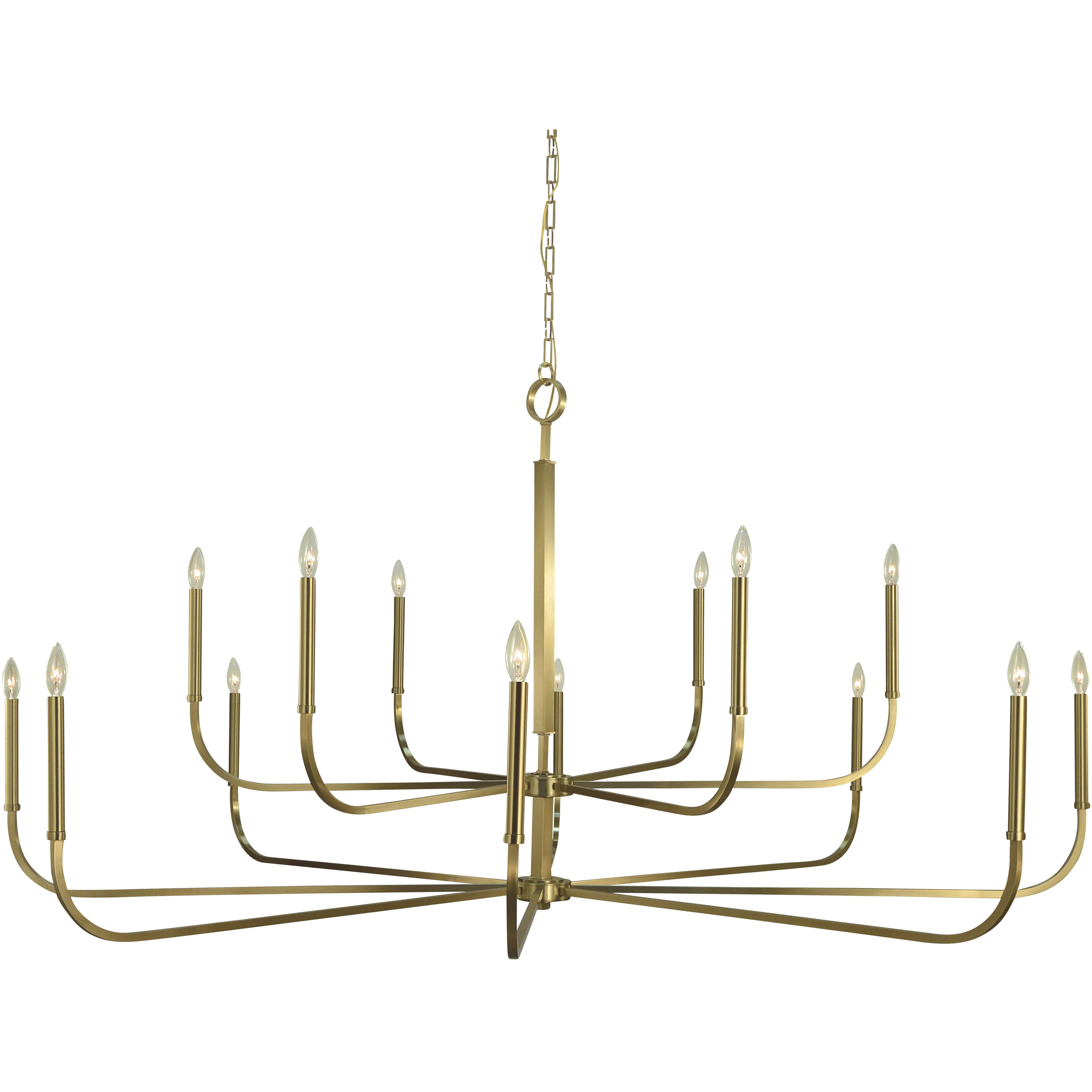 Manhattan 14 Light 72 inch Brushed Brass Foyer Chandelier Ceiling Light