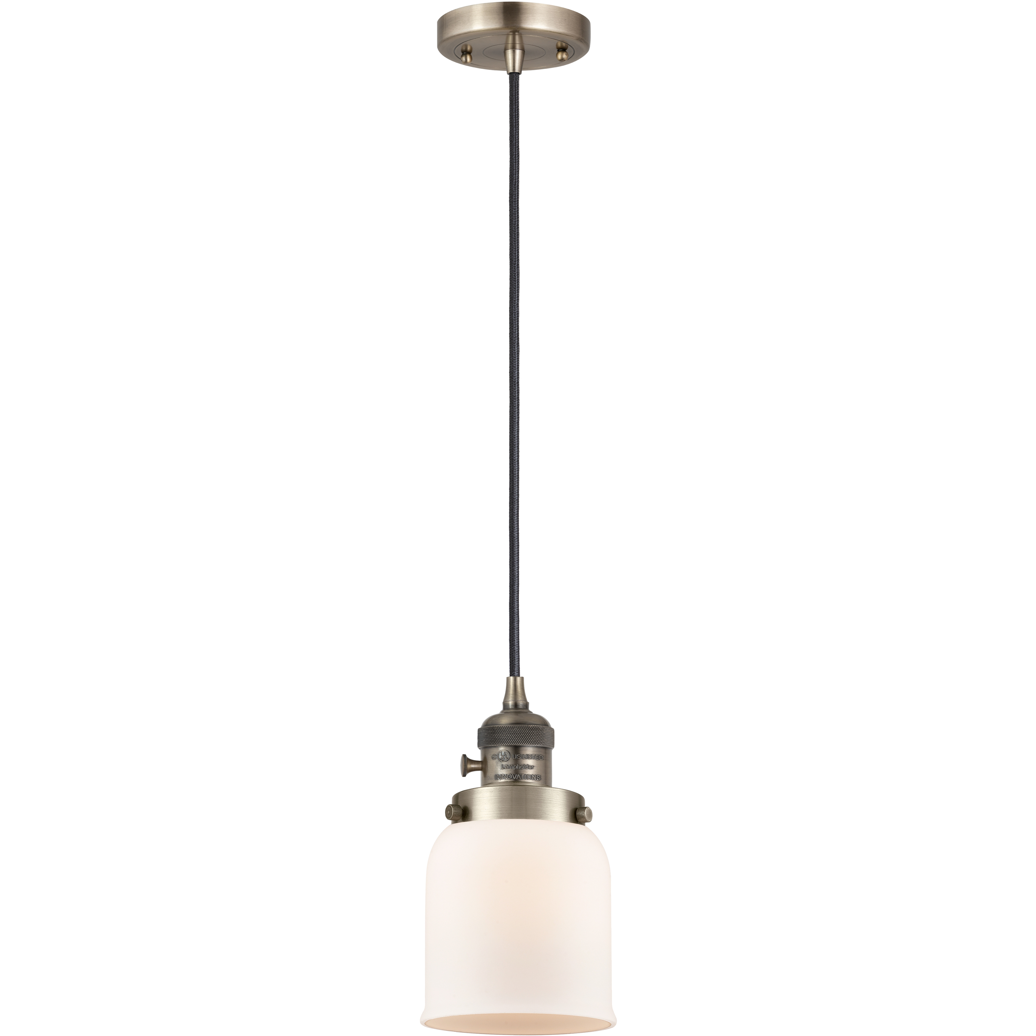Franklin Restoration Bell LED 5 inch Antique Brass Mini Pendant Ceiling Light in Matte White