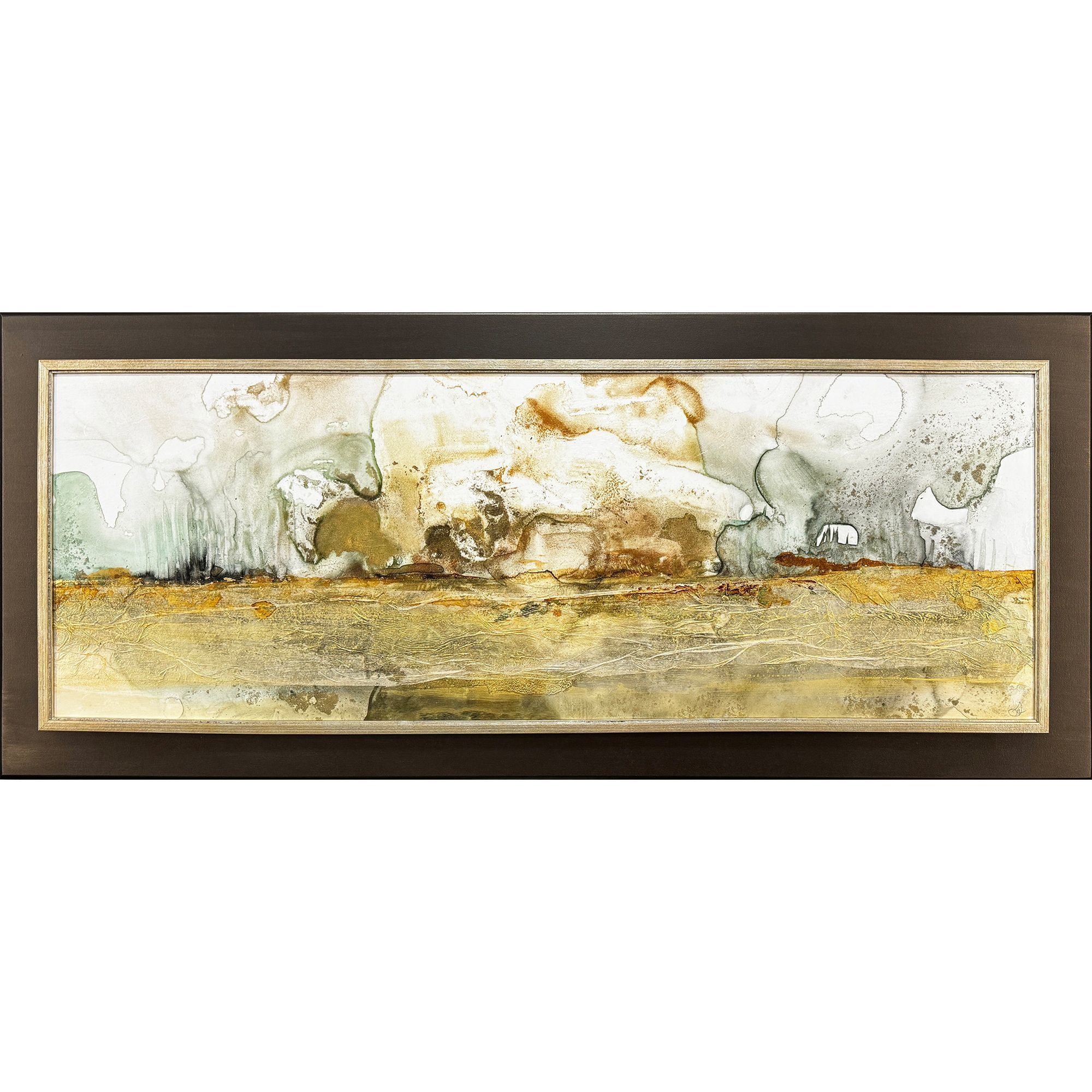 Ink Impressions Brown and Beige and Metallic and Turquoise Wall Sculpture, The Studio