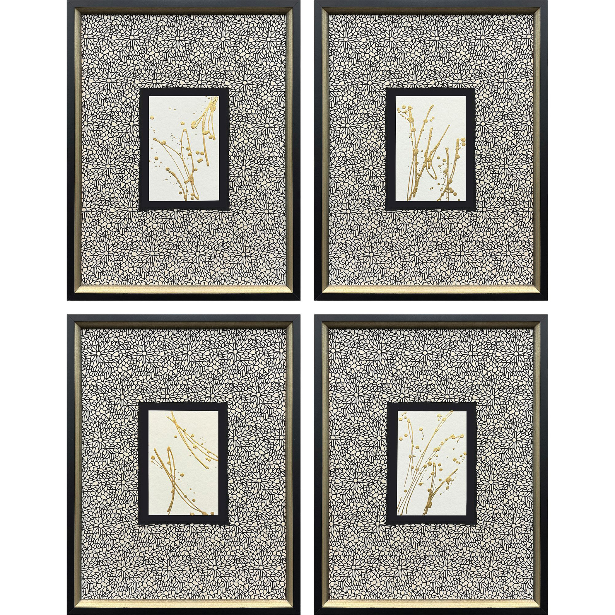 Liquid Gold Metallic and Black and Multi Framed Art, The Studio