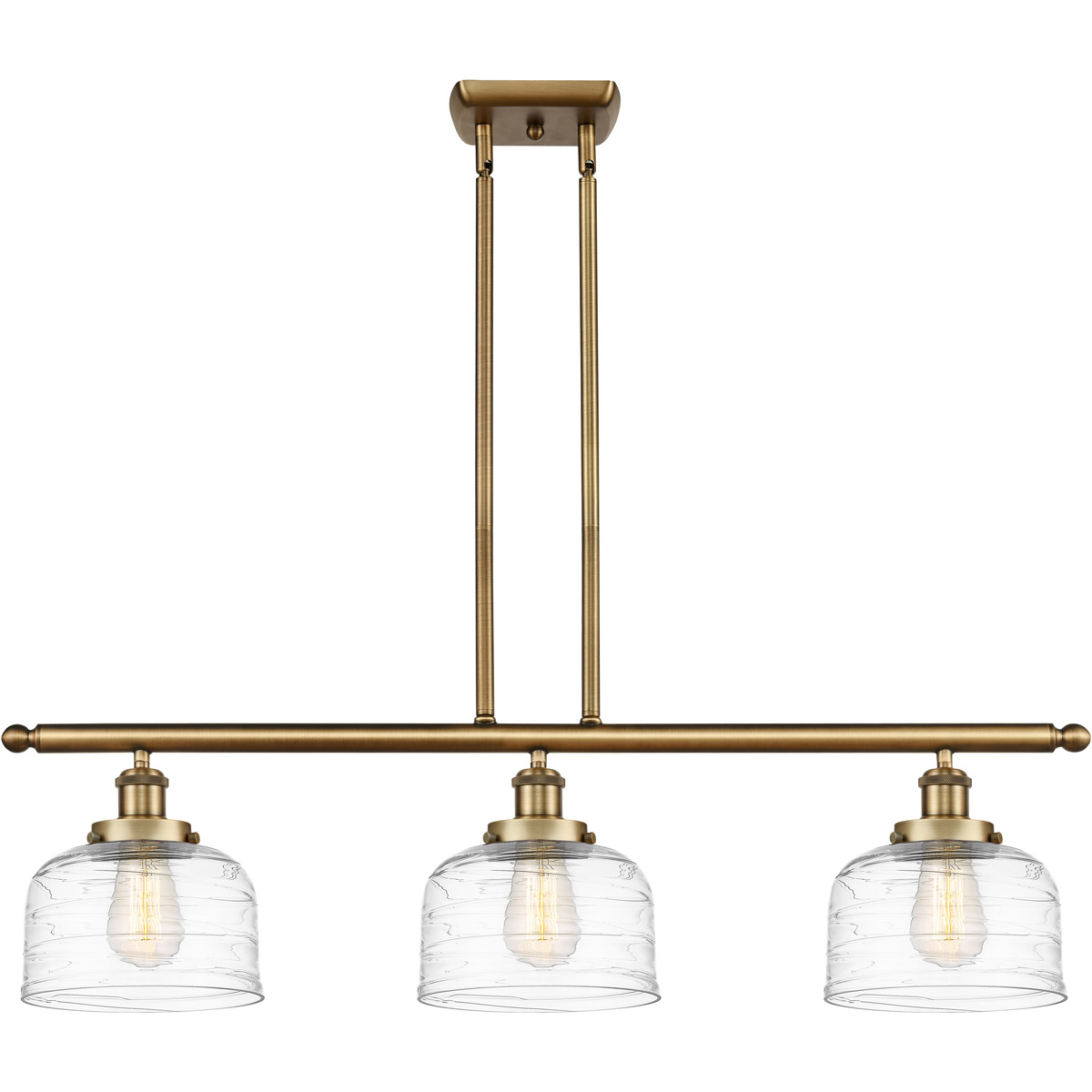 Ballston Bell 3 Light 36 inch Brushed Brass Island Light Ceiling Light