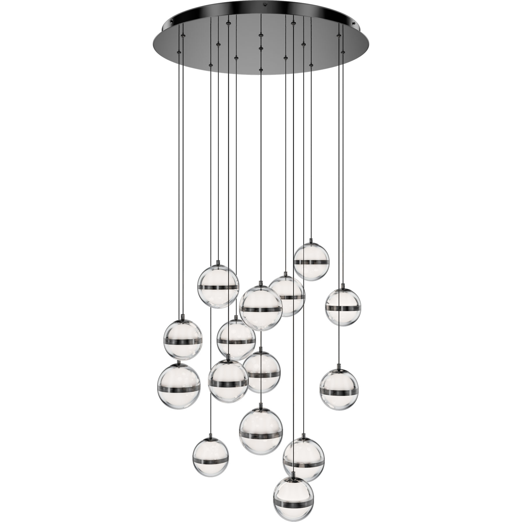 Cyllindra LED 23 inch Black Chrome Chandelier Ceiling Light in Black/Chrome, dweLED