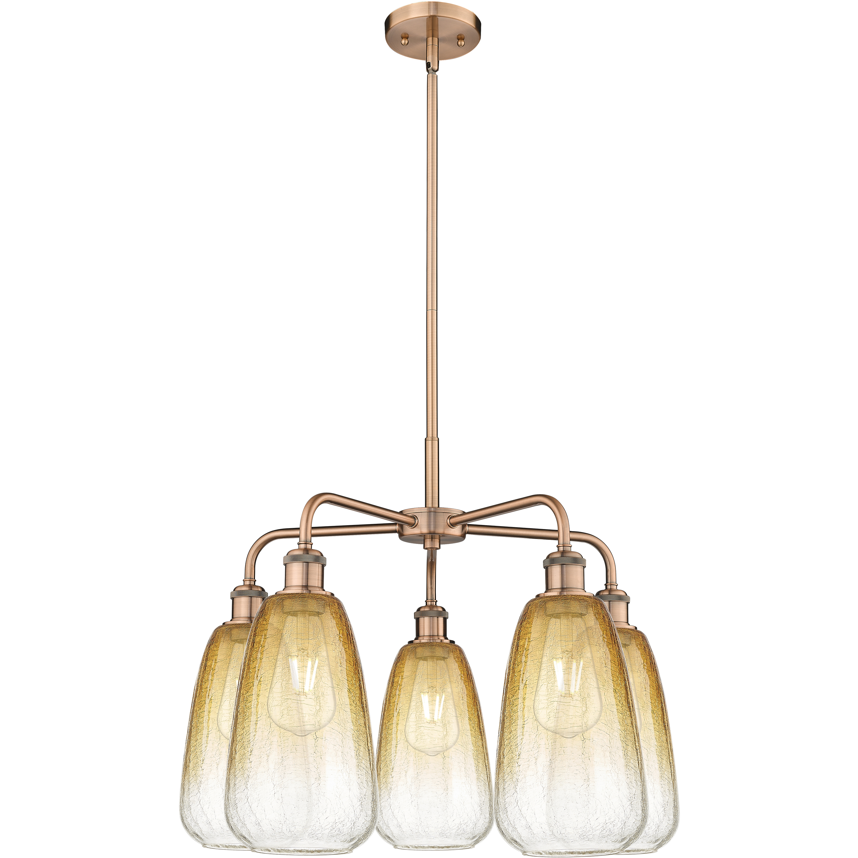 Ballston Brookhaven Almond 5 Light 24.5 inch Antique Copper Chandelier Ceiling Light in Amber Glass