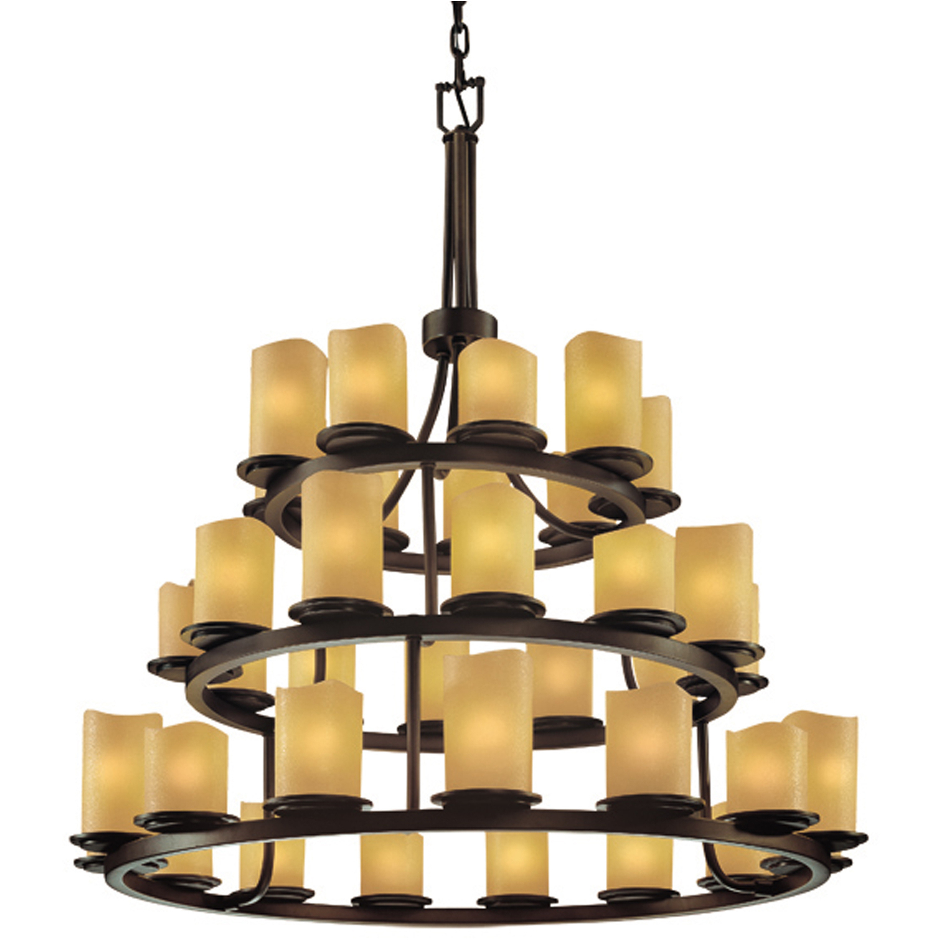Candlearia LED 42 inch Dark Bronze Chandelier Ceiling Light in Amber (CandleAria), Cylinder with Melted Rim, 25200 Lm LED
