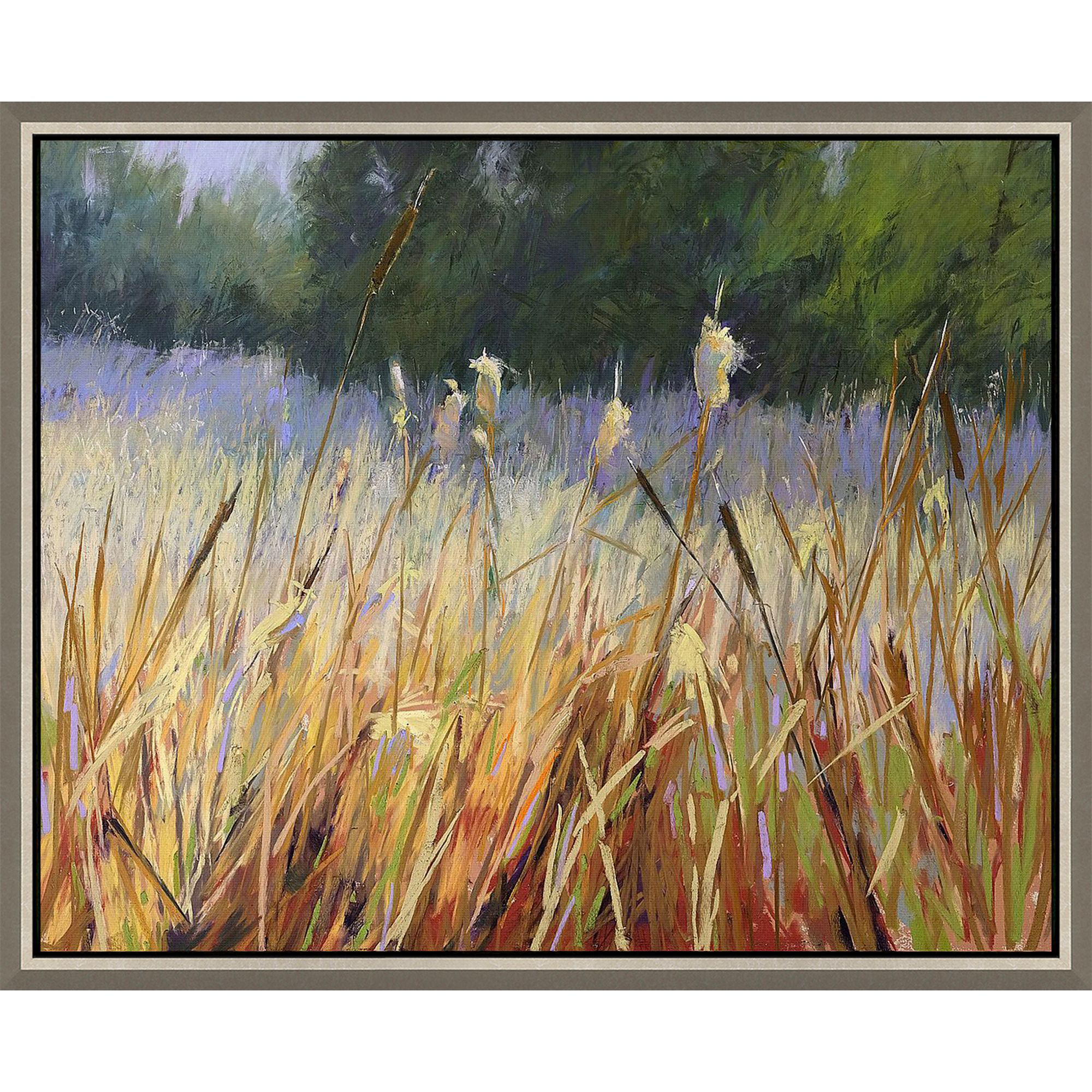 Cattail Yellow and Green and Purple and Multi Canvas