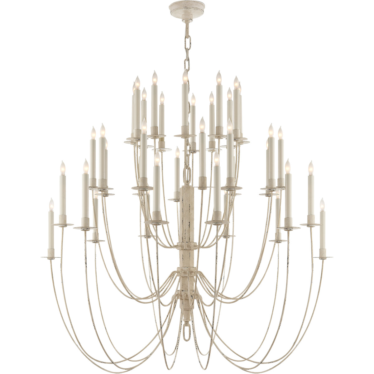 Thomas O'Brien Erika 36 Light 39.5 inch Belgian White Three-Tier Chandelier Ceiling Light