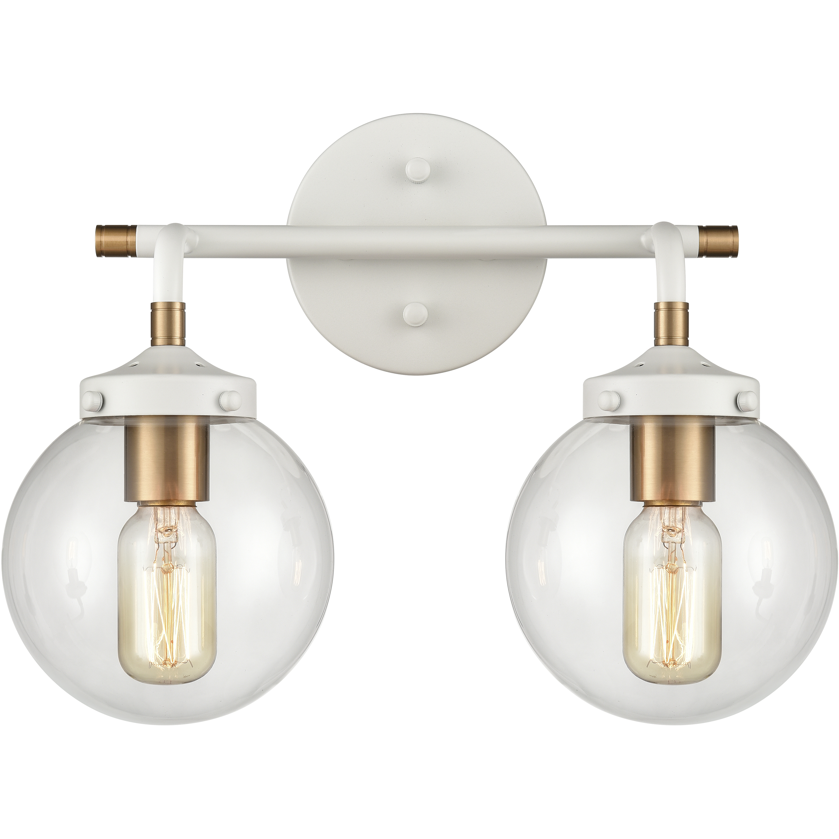 Boudreaux Vanity Light Wall Light in Matte White with Satin Brass