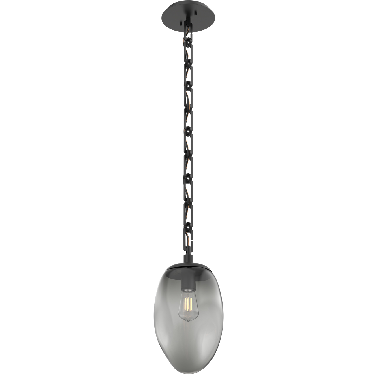 Meteo 1 Light 8 inch Matte Black Pendant Ceiling Light in Smoke, Rectangular Chain
