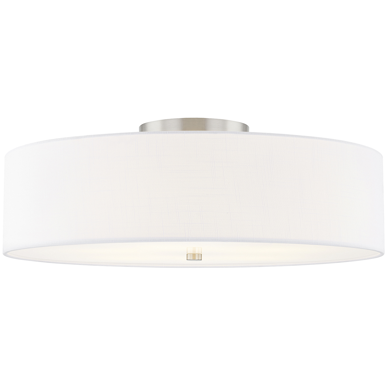 Textile Collection 6 Light 30 inch Brushed Nickel Semi Flush Ceiling Light in White, Classic Family