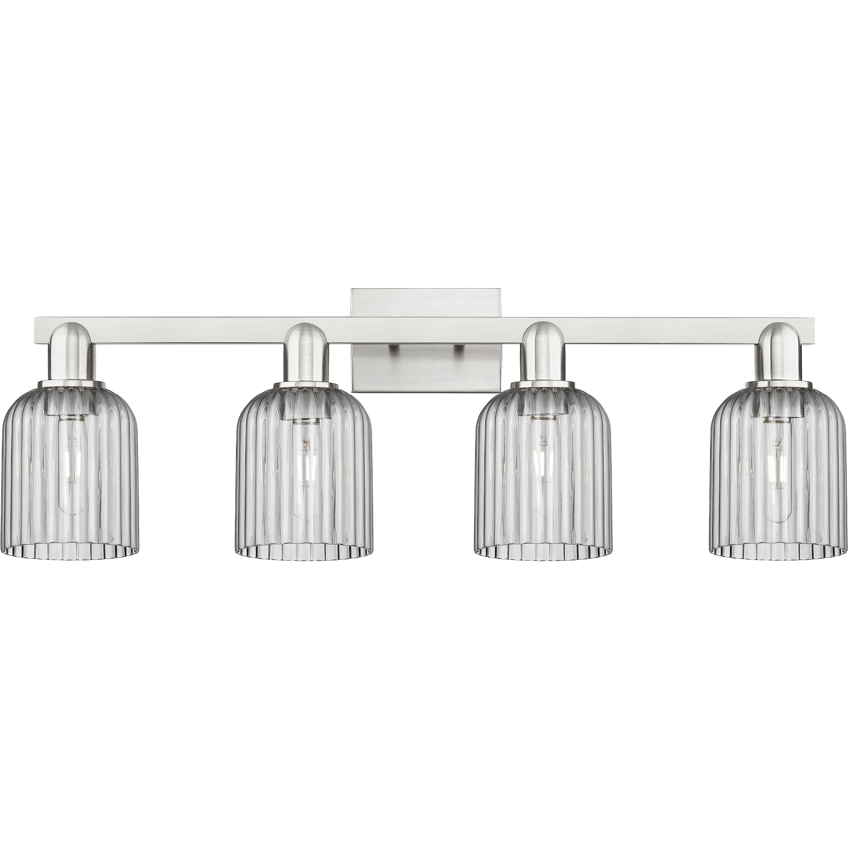 Bridal Veil 4 Light 32 inch Brushed Satin Nickel Bath Vanity Light Wall Light in Light Smoke Glass