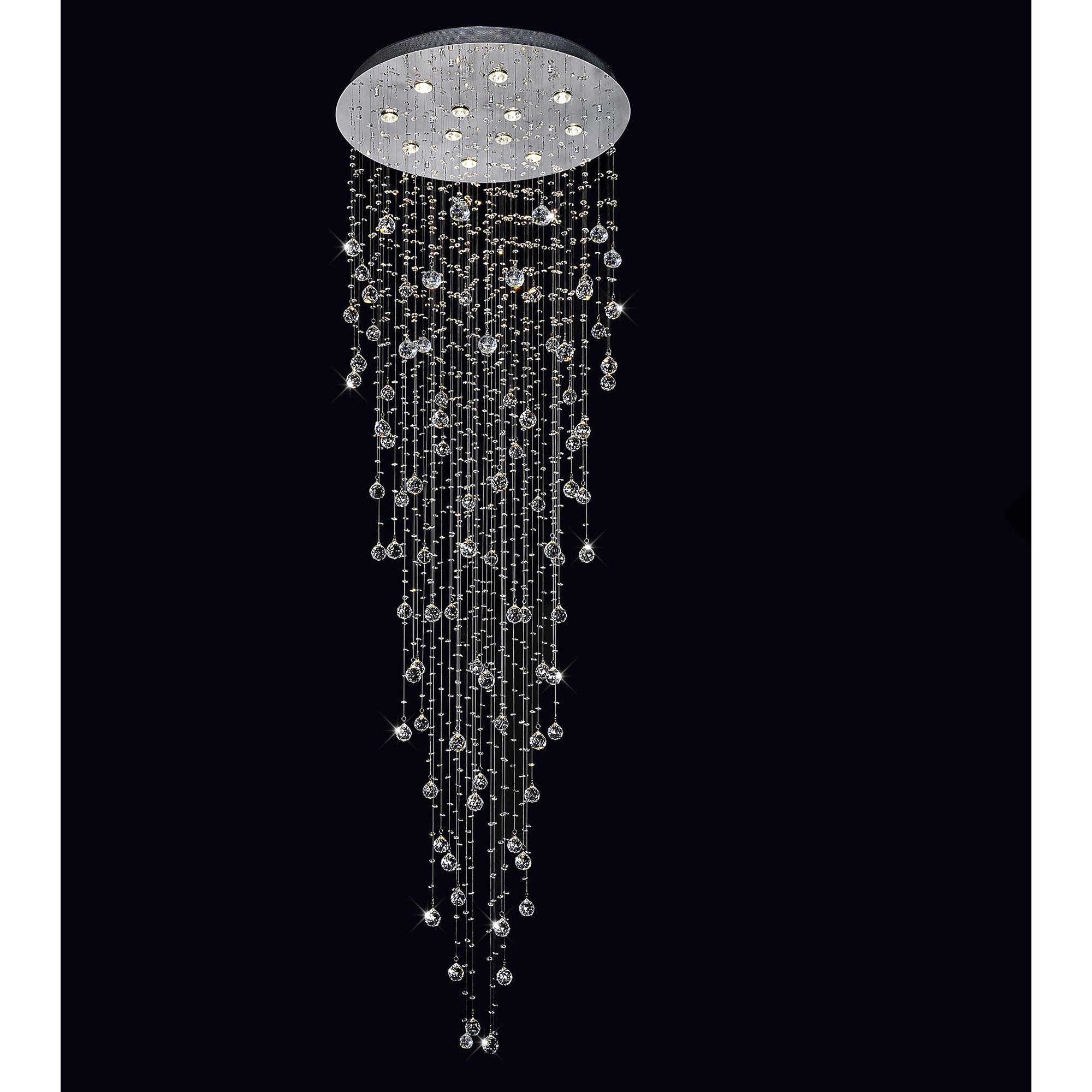 Rain Drop 12 Light 32 inch Chrome Flush Mount Ceiling Light