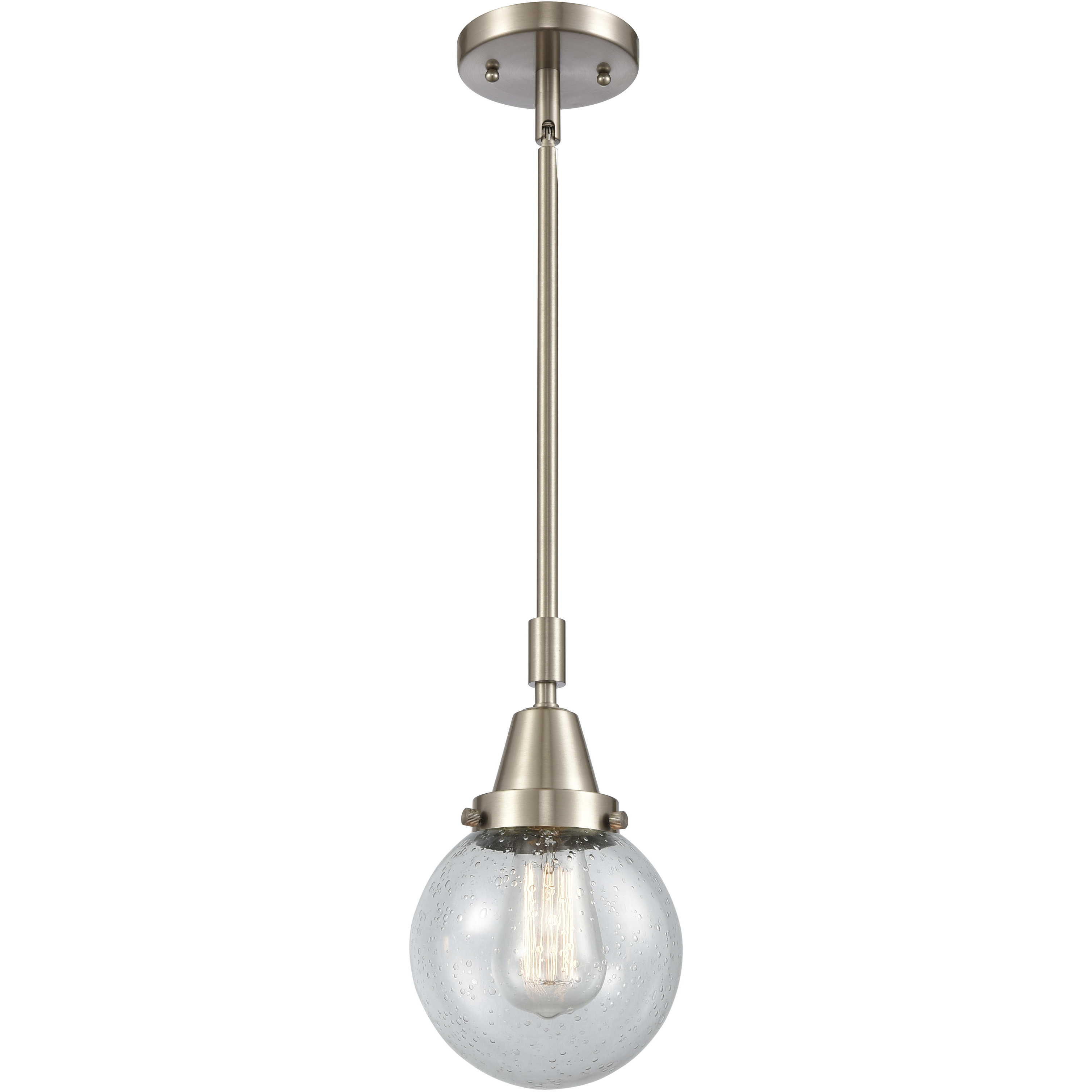 Beacon 1 Light 6 inch Brushed Satin Nickel Mini Pendant Ceiling Light in Seedy Glass