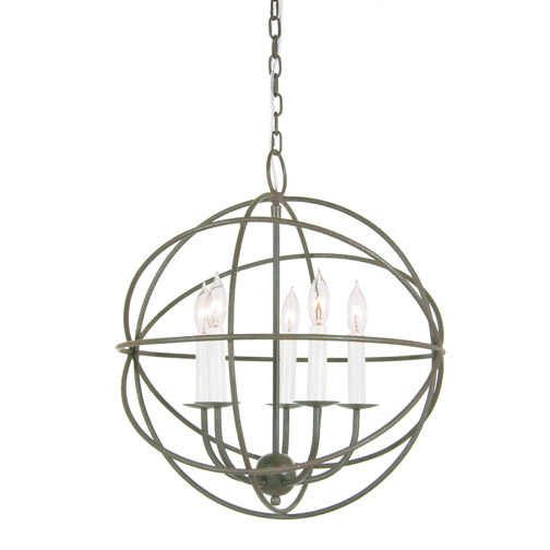 Globe 5 Light 18 inch Aged Silver Chandelier Ceiling Light
