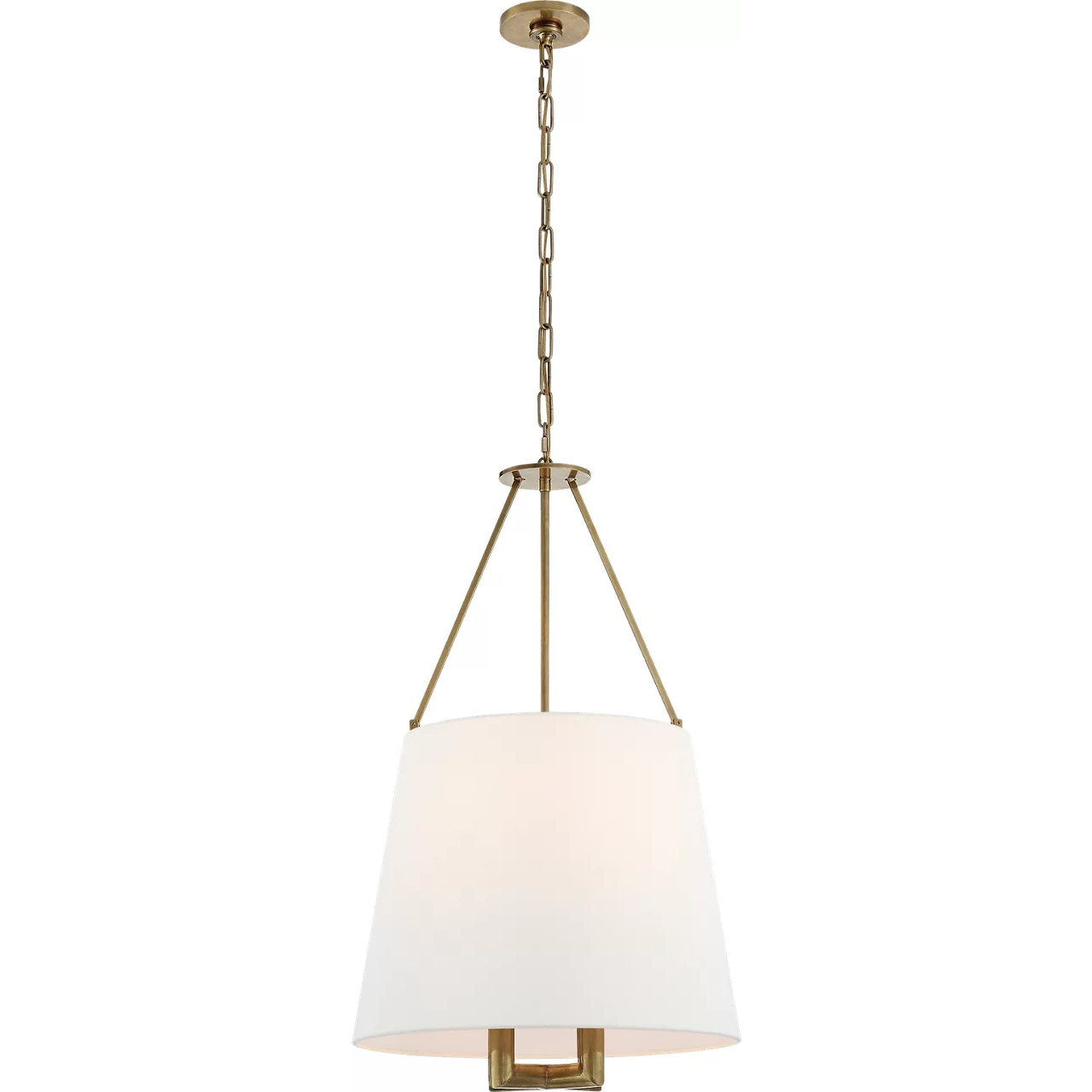 J. Randall Powers Dalston 4 Light 21.25 inch Hand-Rubbed Antique Brass Hanging Shade Ceiling Light in Linen