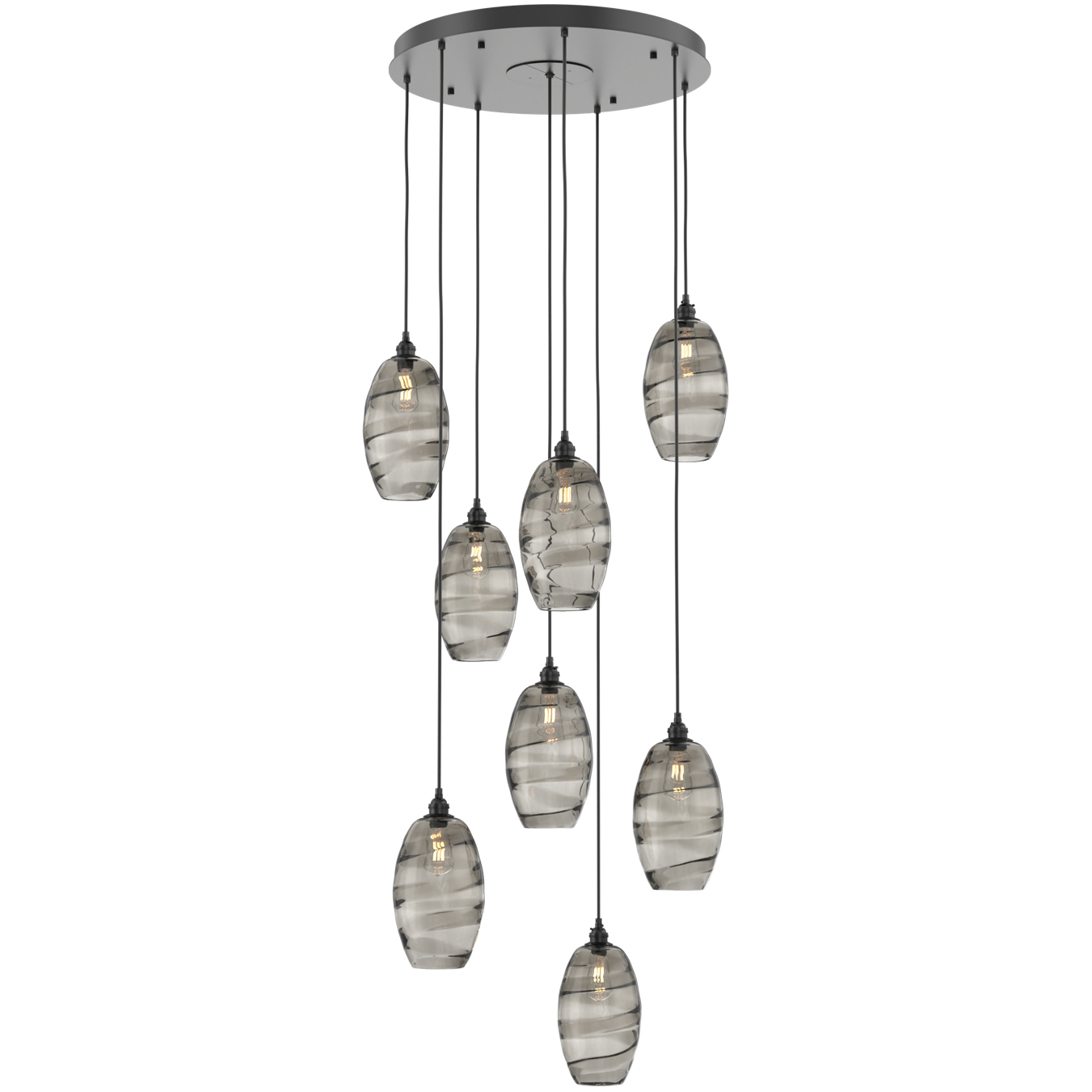 Ellisse 8 Light Matte Black Chandelier Ceiling Light, Round Multi-Port
