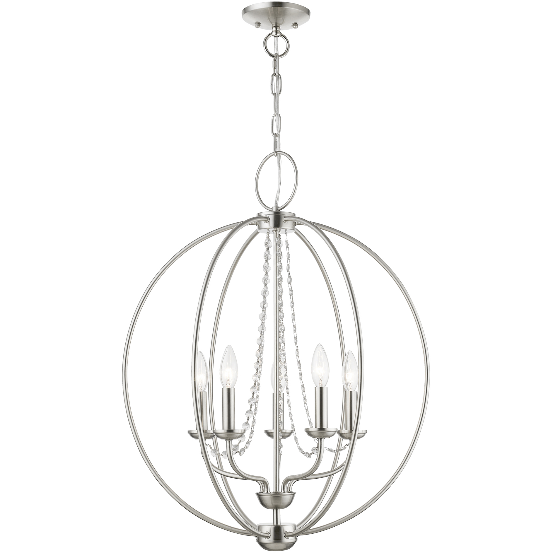 Arabella 5 Light 22 inch Brushed Nickel Globe Chandelier Ceiling Light, Globe