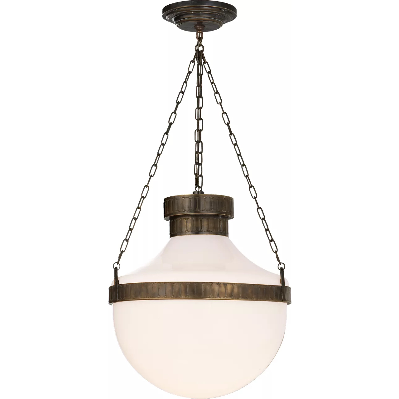 Michael S Smith Modern Schoolhouse 2 Light 18 inch Antique Brass with Verde Lantern Pendant Ceiling Light