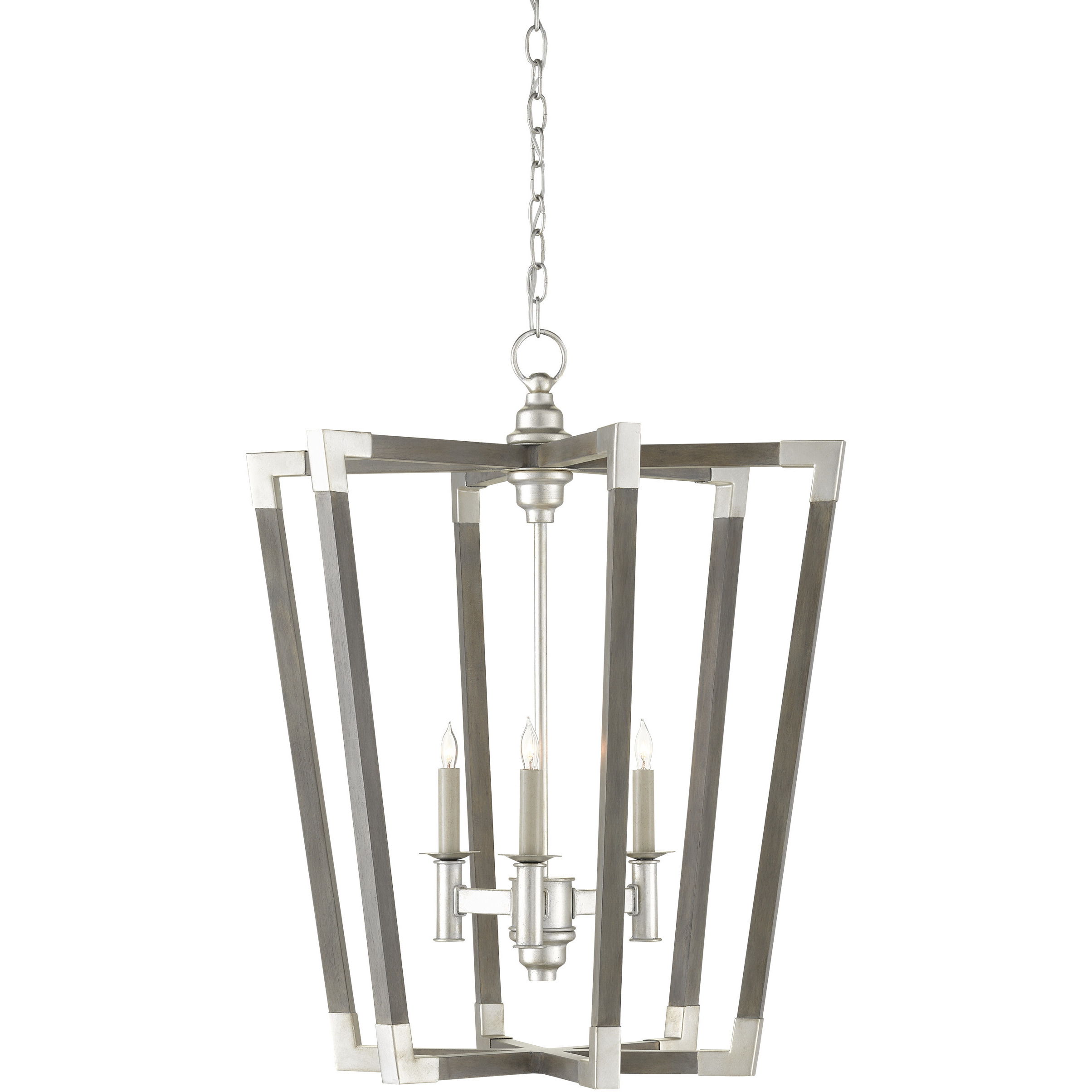 Bastian 3 Light 23.5 inch Chateau Gray and Contemporary Silver Leaf Chandelier Ceiling Light, Medium