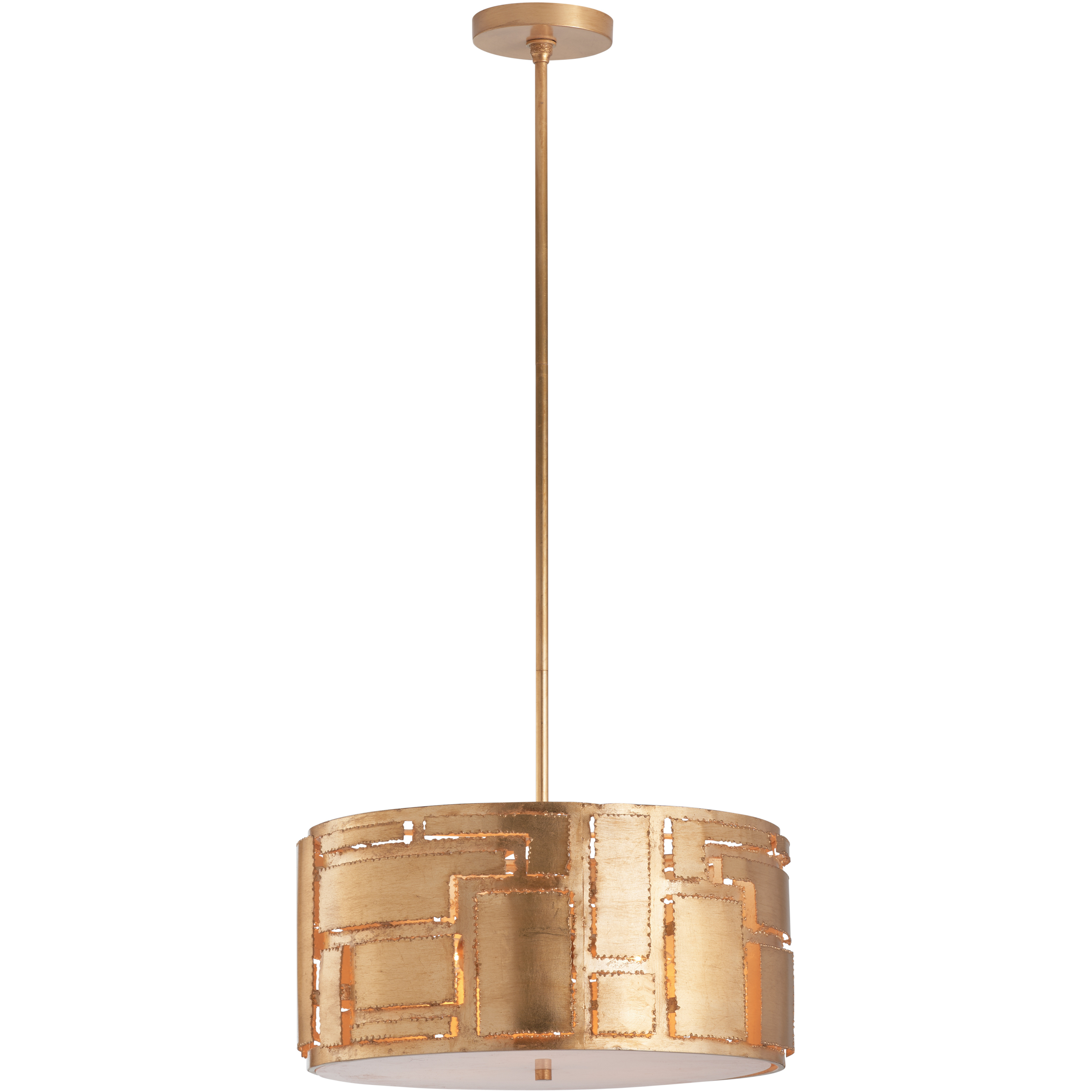 Pane 3 Light 19 inch Gold Pendant Ceiling Light