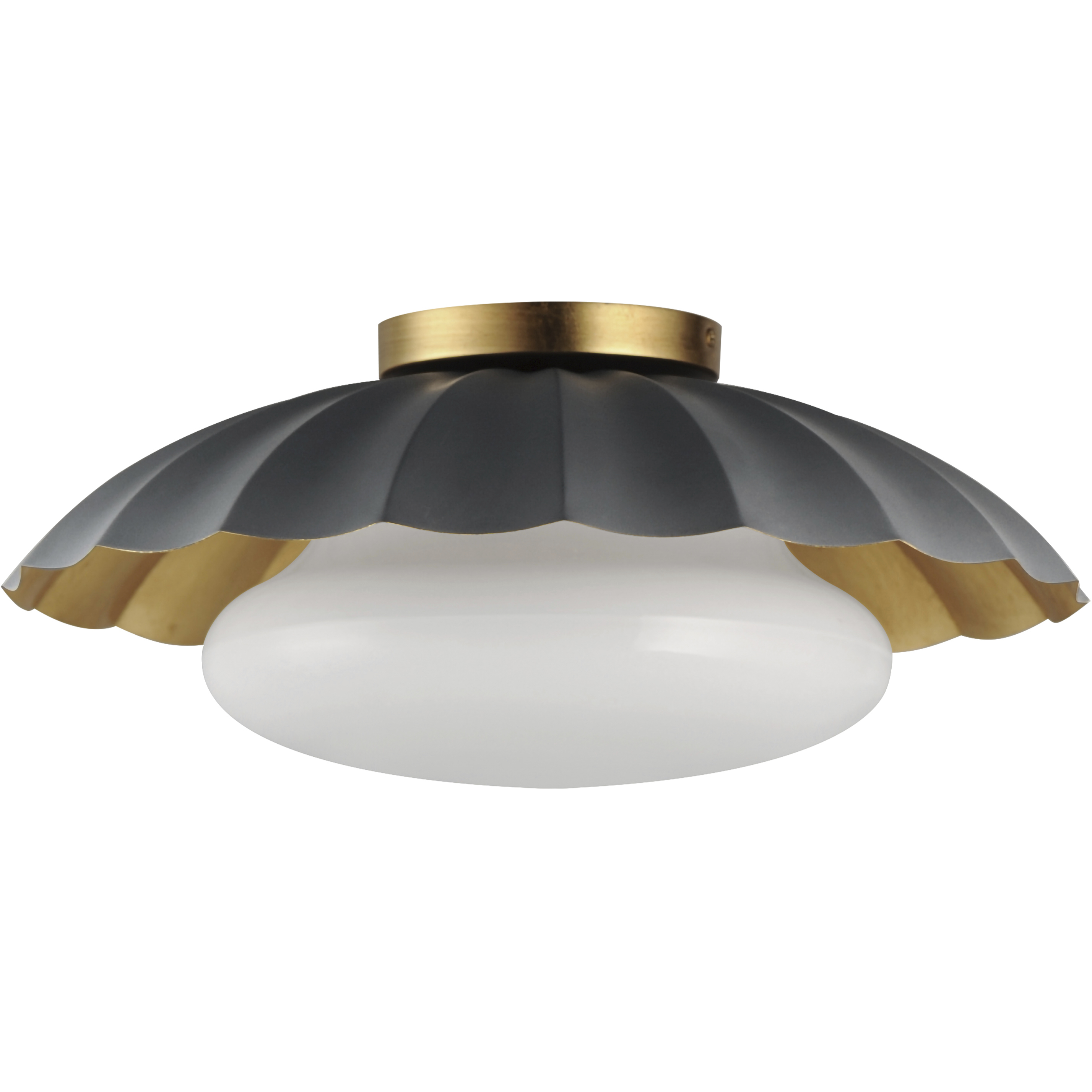 Primrose 1 Light 16 inch Dark Grey and Gold Leaf Flush Mount Ceiling Light