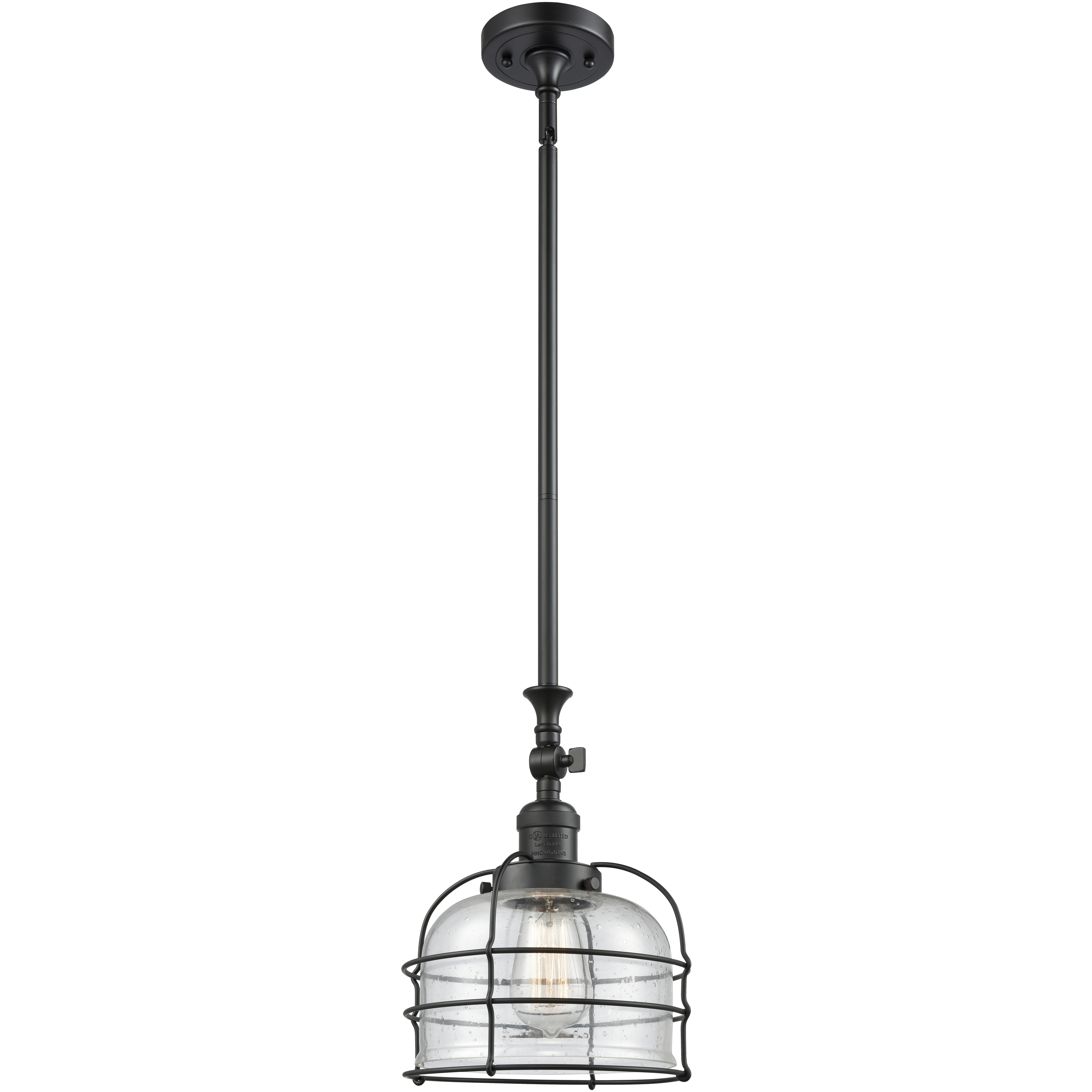 Franklin Restoration Bell Cage 1 Light 9 inch Matte Black Mini Pendant Ceiling Light in Incandescent, Seedy, Franklin Restoration