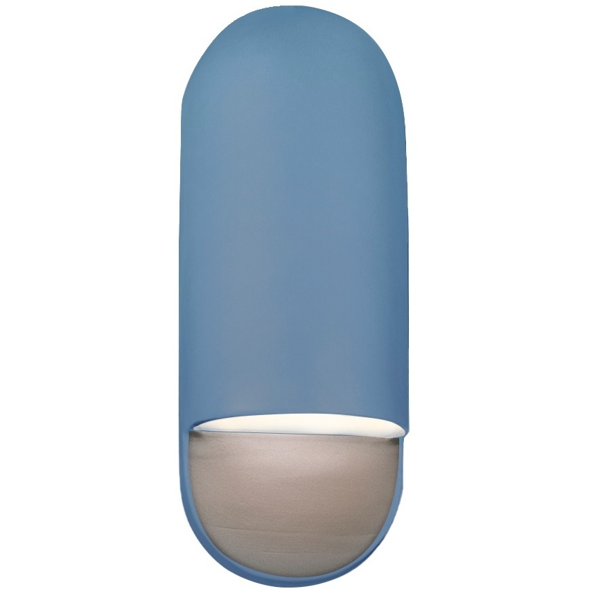 Ambiance Collection - Capsule 1 Light 5 inch Sky Blue Outdoor Wall Sconce in Replaceable Bulb, 4D x 14H, Form+Finish+Function