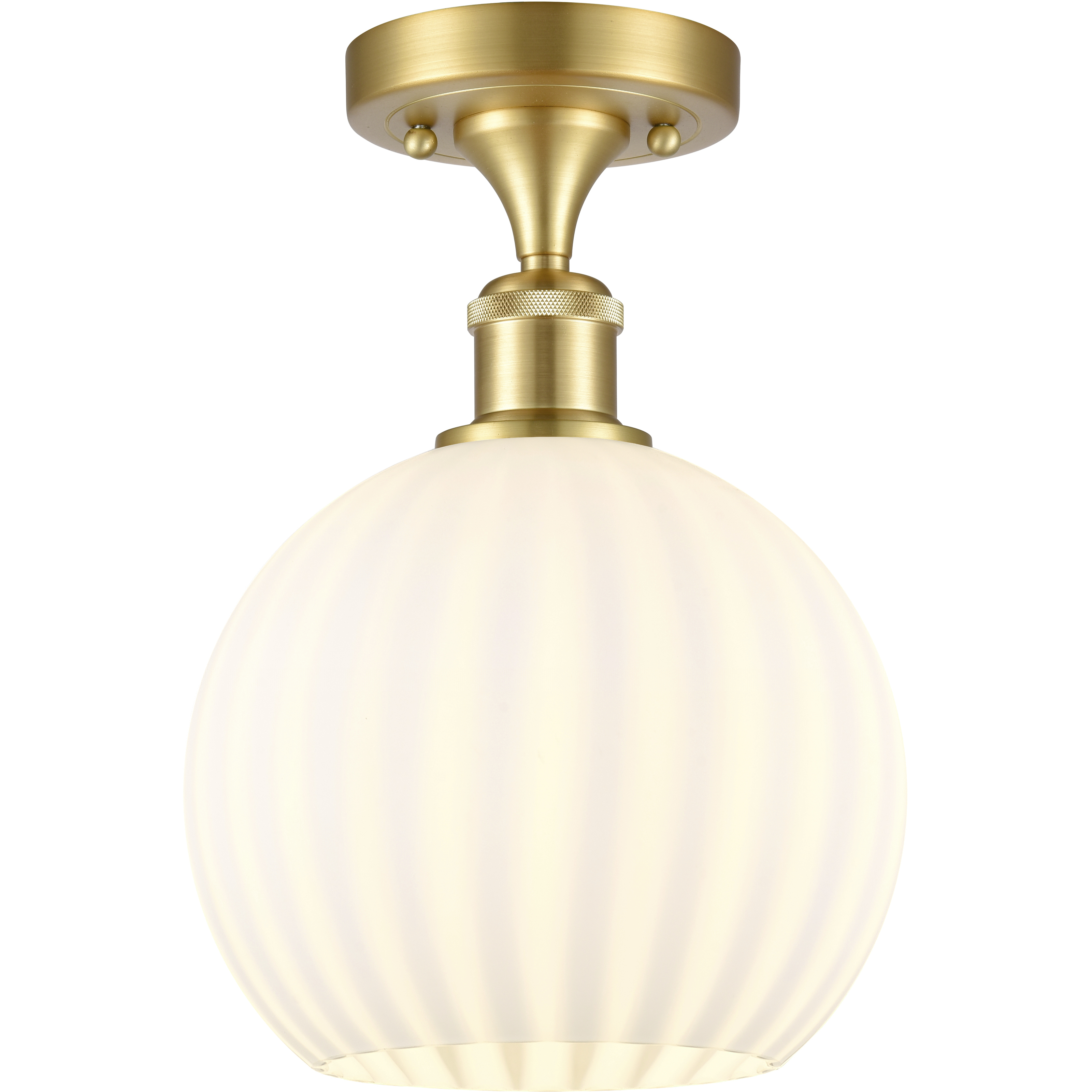 Edison White Venetian 1 Light 8 inch Satin Gold Semi-Flush Mount Ceiling Light