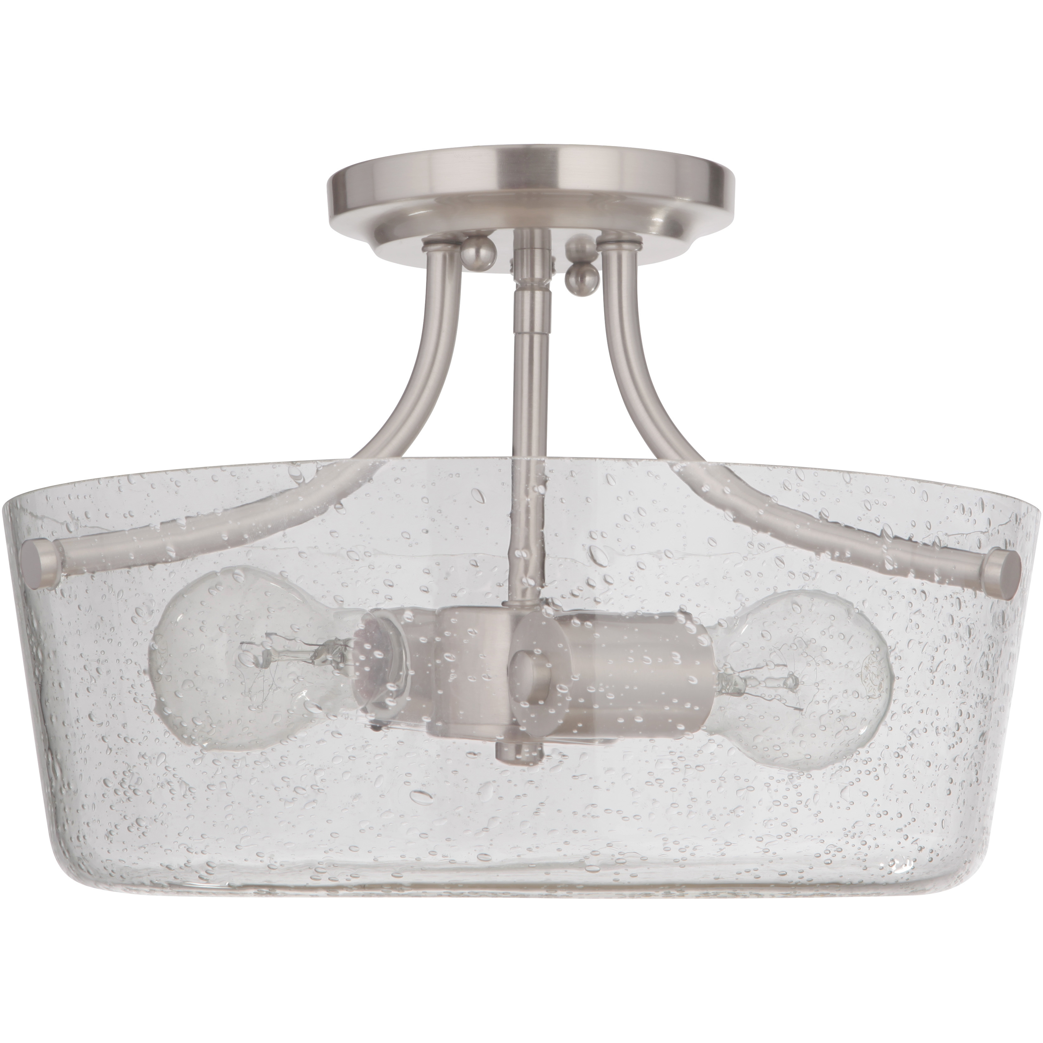 Neighborhood Tyler 2 Light 13 inch Brushed Polished Nickel Semi Flush Ceiling Light in Clear Seeded, Neighborhood Collection