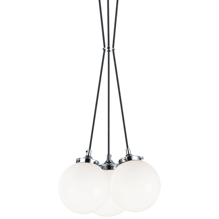 The Bougie 3 Light 12.75 inch Chrome Pendant Ceiling Light in Chrome and Opal Glass