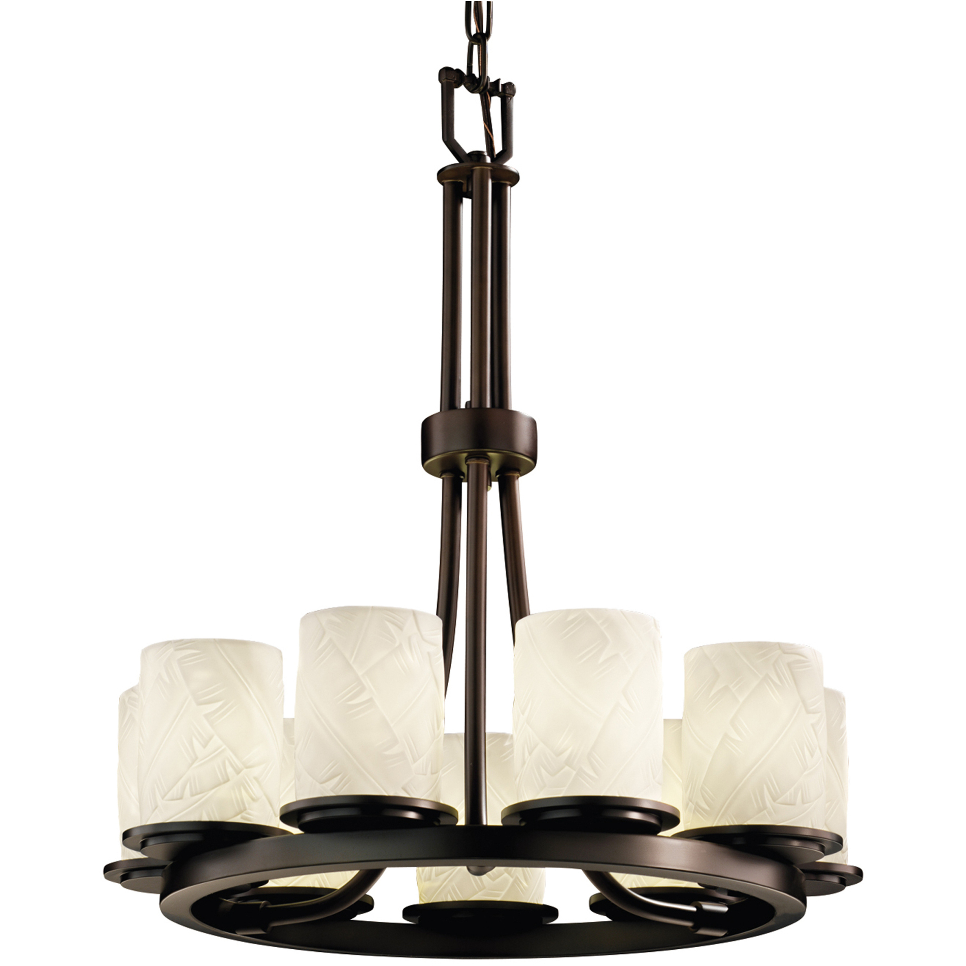 Limoges 9 Light 23 inch Dark Bronze Chandelier Ceiling Light in Banana Leaf, Incandescent