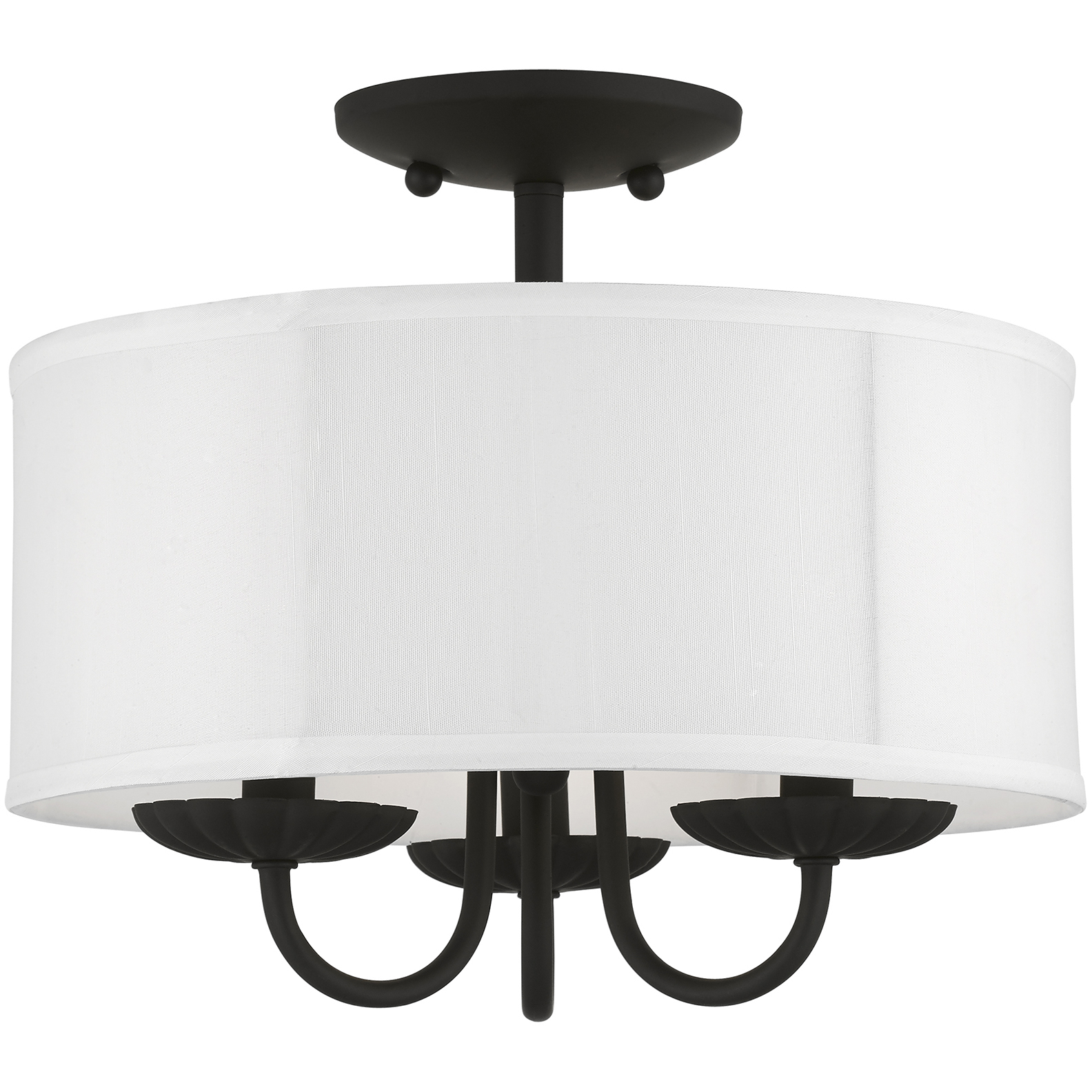 Brookdale 3 Light 13 inch Black Semi-Flush Mount Ceiling Light