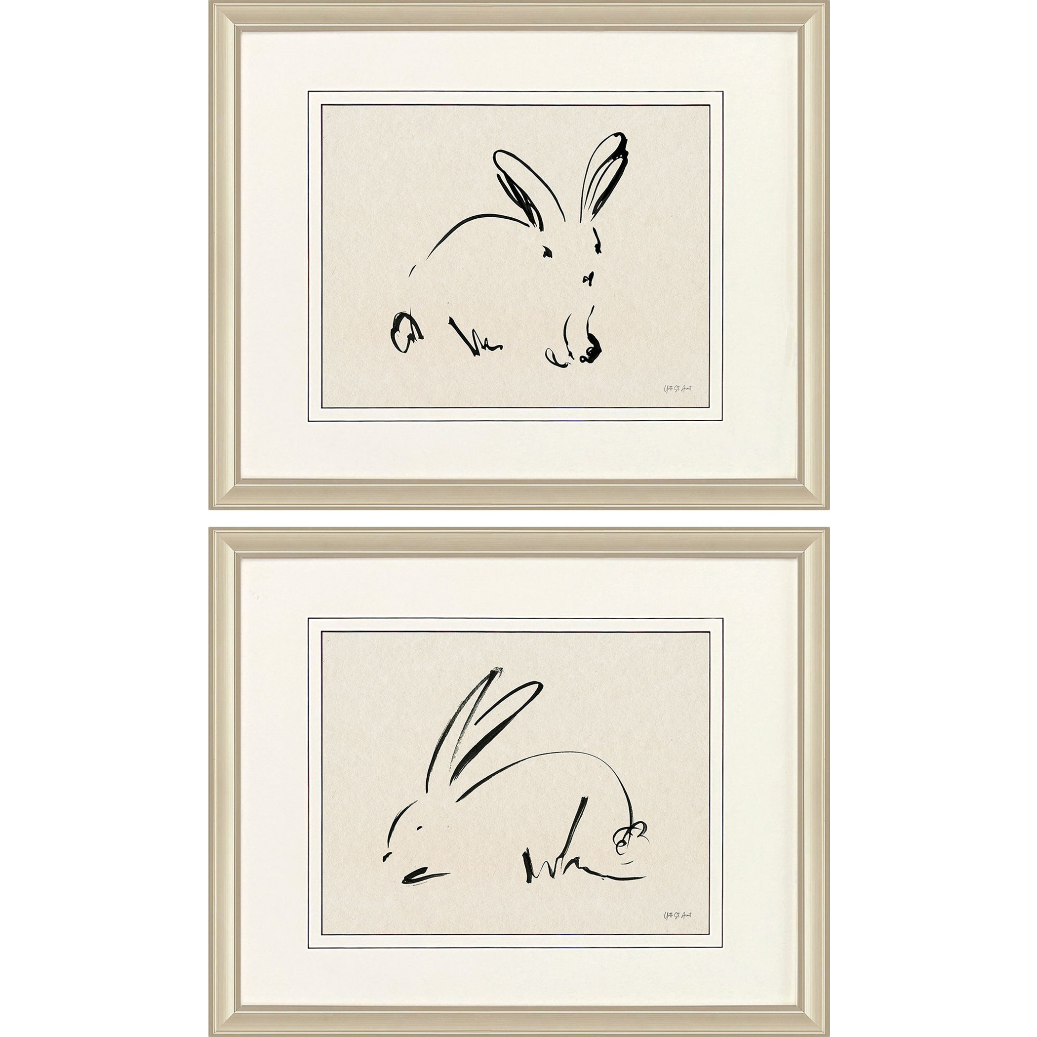 Illustrative Bunny Beige and Black and Neutral Framed Art, Propac
