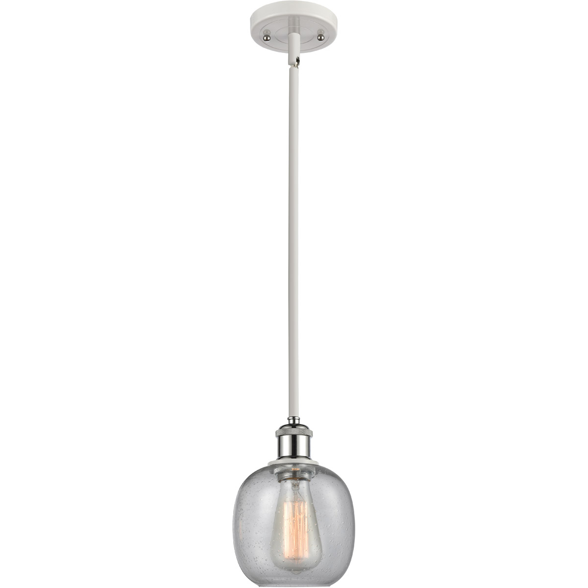 Ballston Belfast LED 6 inch White and Polished Chrome Pendant Ceiling Light in Seedy Glass, Ballston