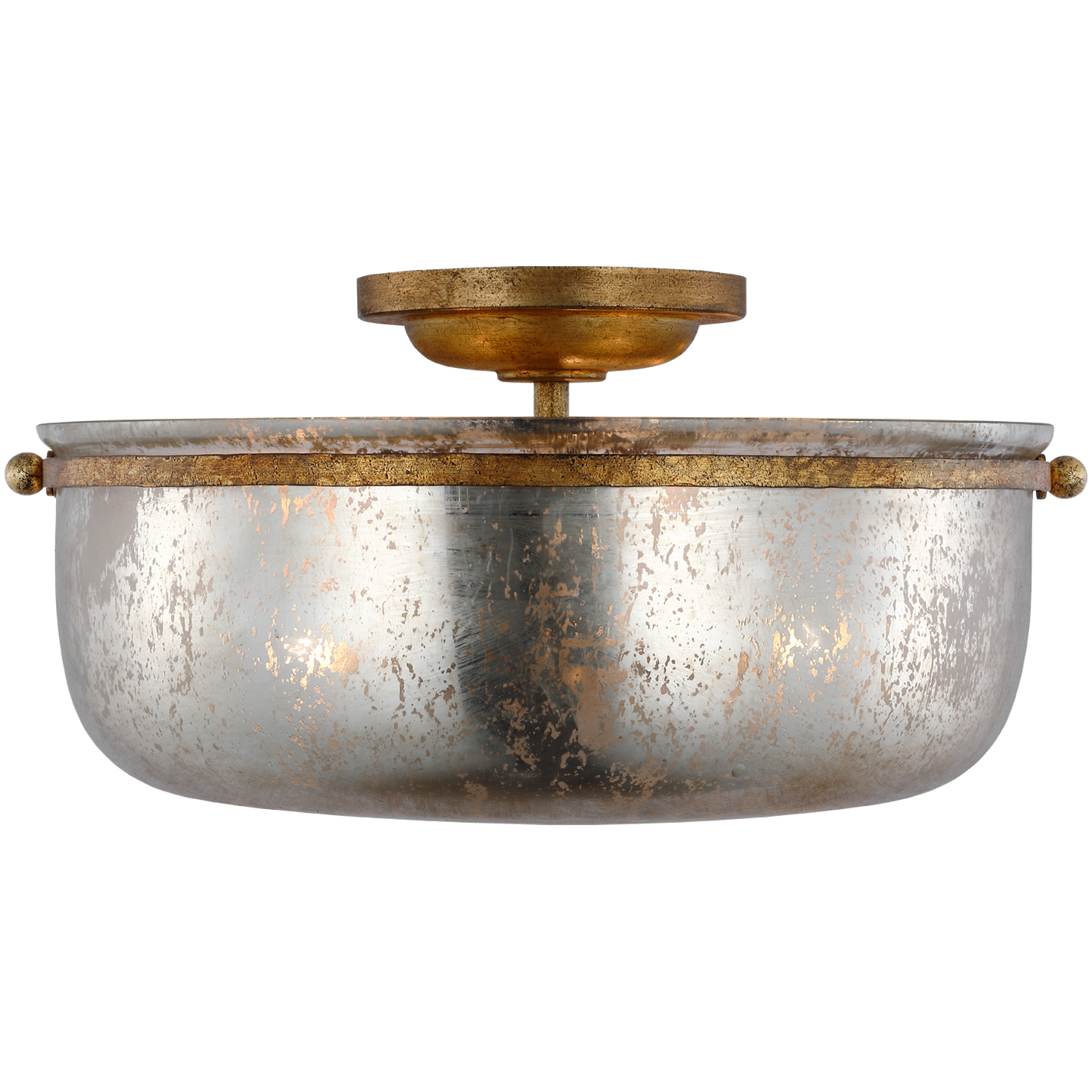 Chapman & Myers Lorford LED 15.5 inch Gilded Iron Semi-Flush Ceiling Light in Antique Mercury Glass, Medium
