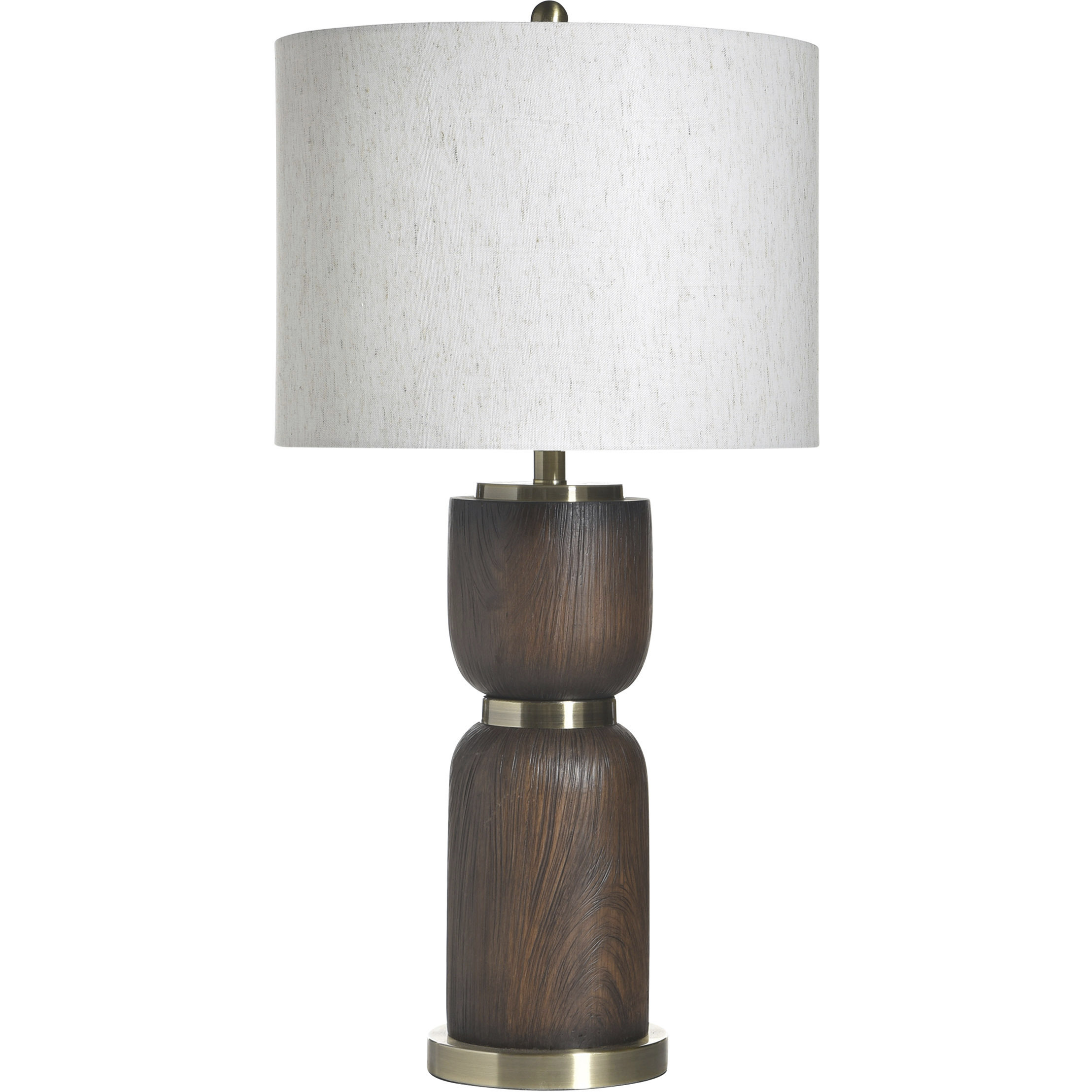 Hudson Wood 30.75 inch 100 watt Walnut and Gold and Cream Table Lamp Portable Light