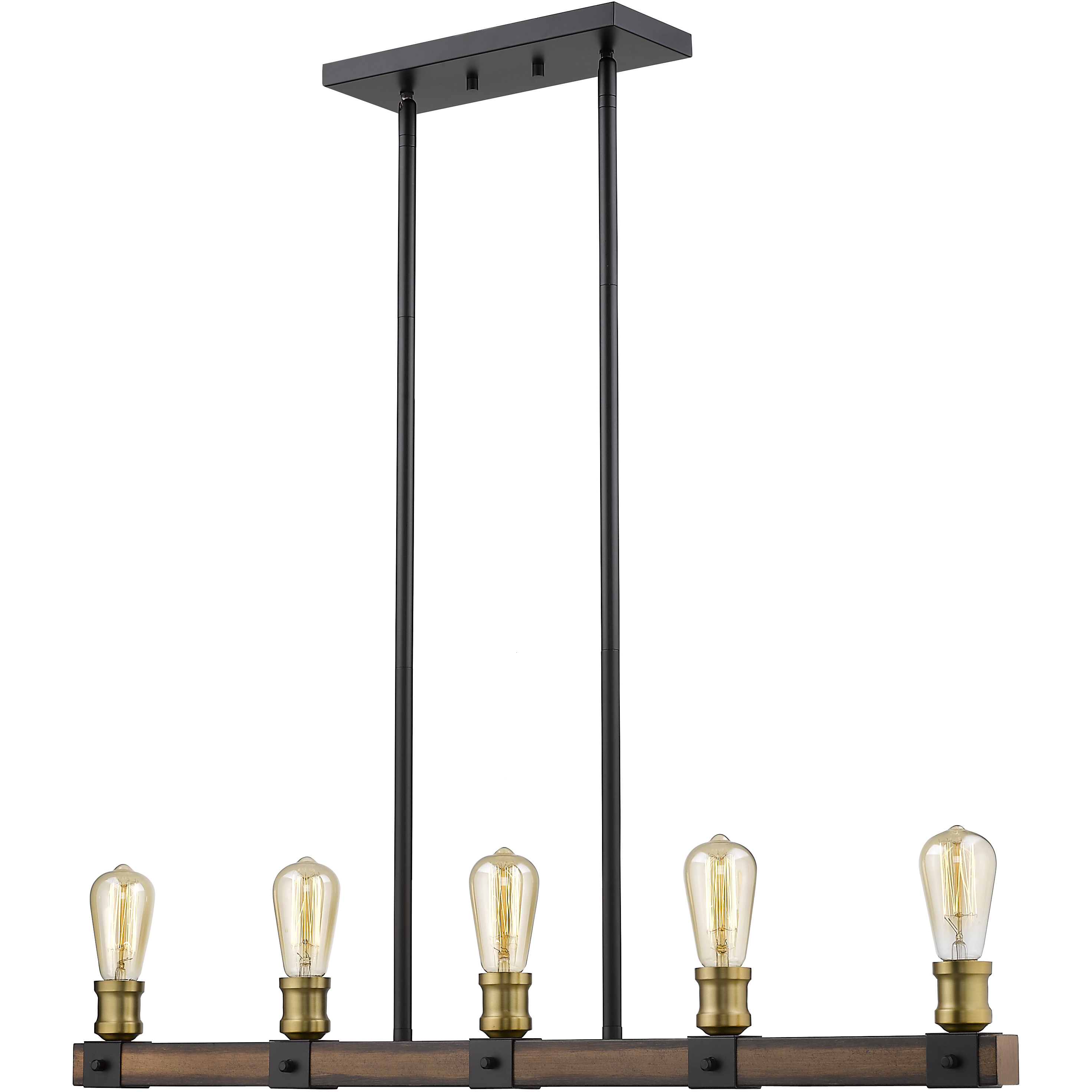 Kirkland 5 Light 36 inch Rustic Mahogany Linear Chandelier Ceiling Light
