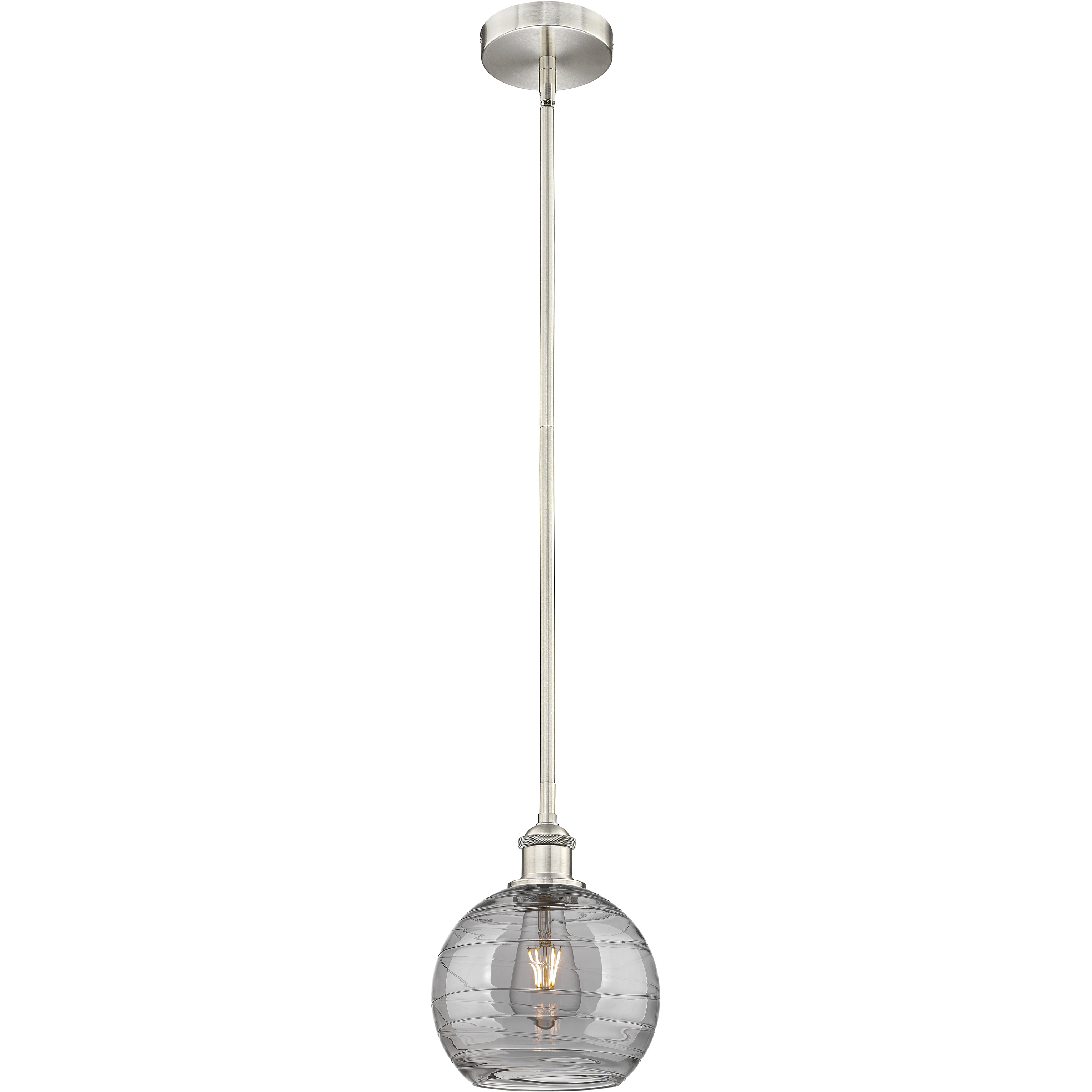 Edison Athens Deco Swirl 1 Light 8 inch Brushed Satin Nickel Stem Hung Mini Pendant Ceiling Light
