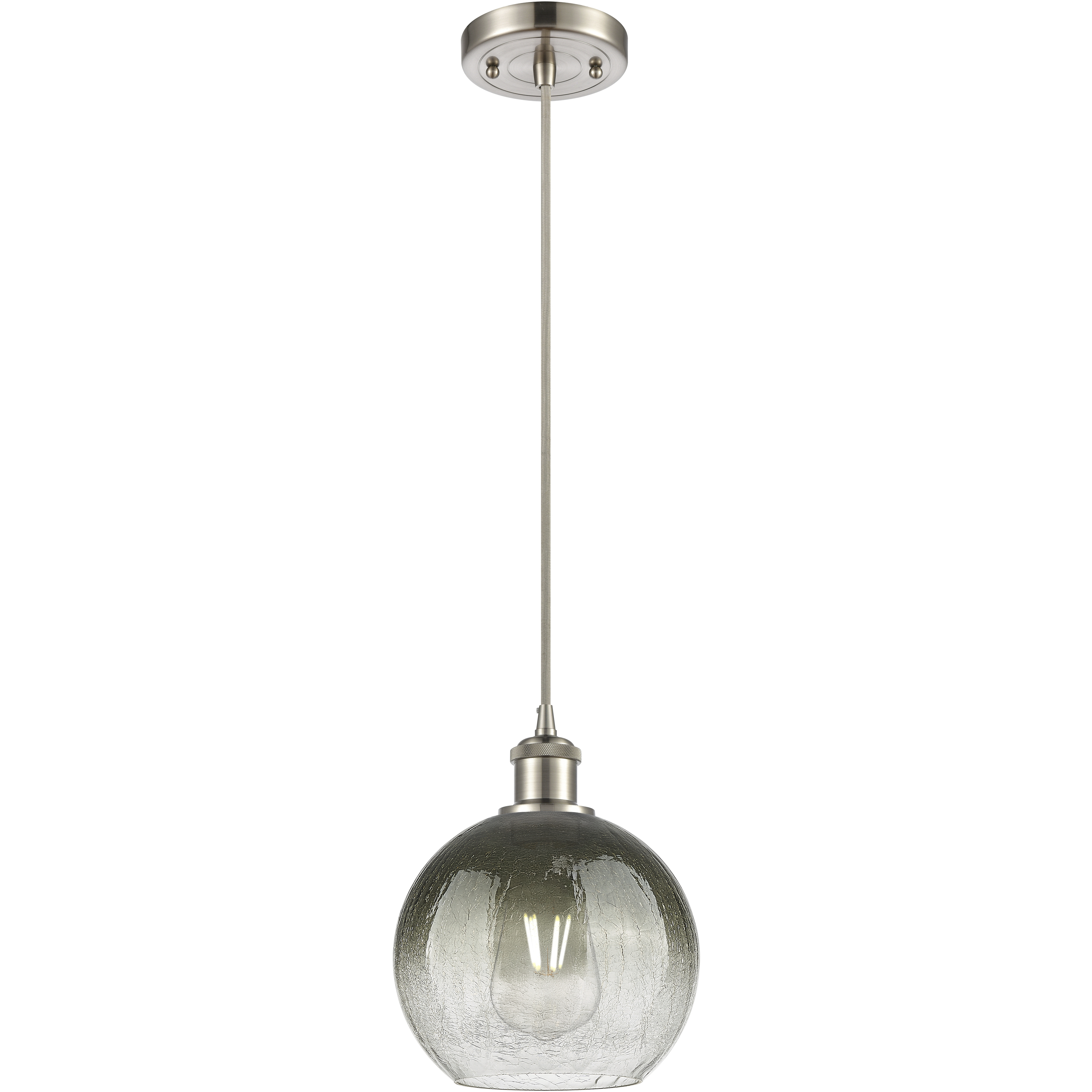 Ballston Brookhaven Globe 1 Light 7.88 inch Brushed Satin Nickel Mini Pendant Ceiling Light in Slate Glass