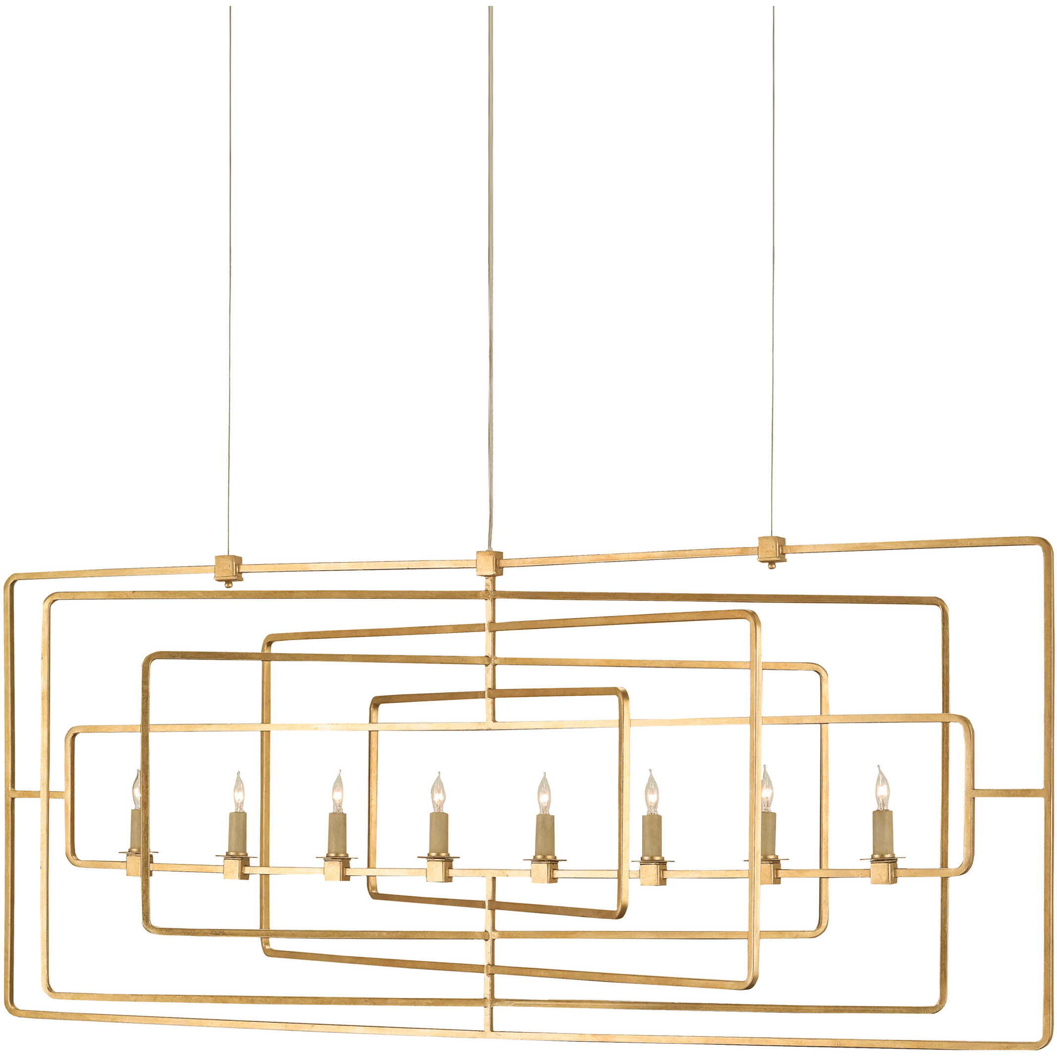 Metro 8 Light 54 inch Contemporary Gold Leaf Chandelier Ceiling Light