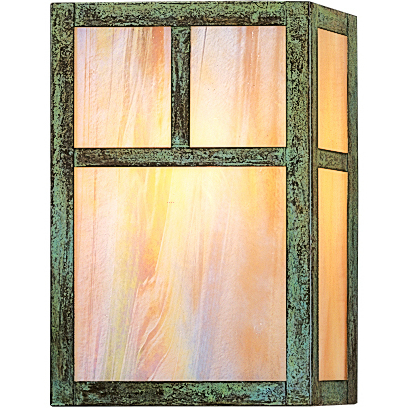 Mission 1 Light 7 inch Pewter Wall Mount Wall Light in Gold White Iridescent