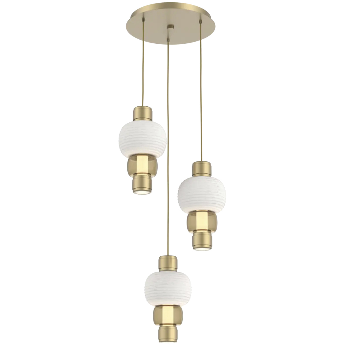 Torno Mandrel LED 20.5 inch Gilded Brass with Chalk Multi-Pendant Ceiling Light