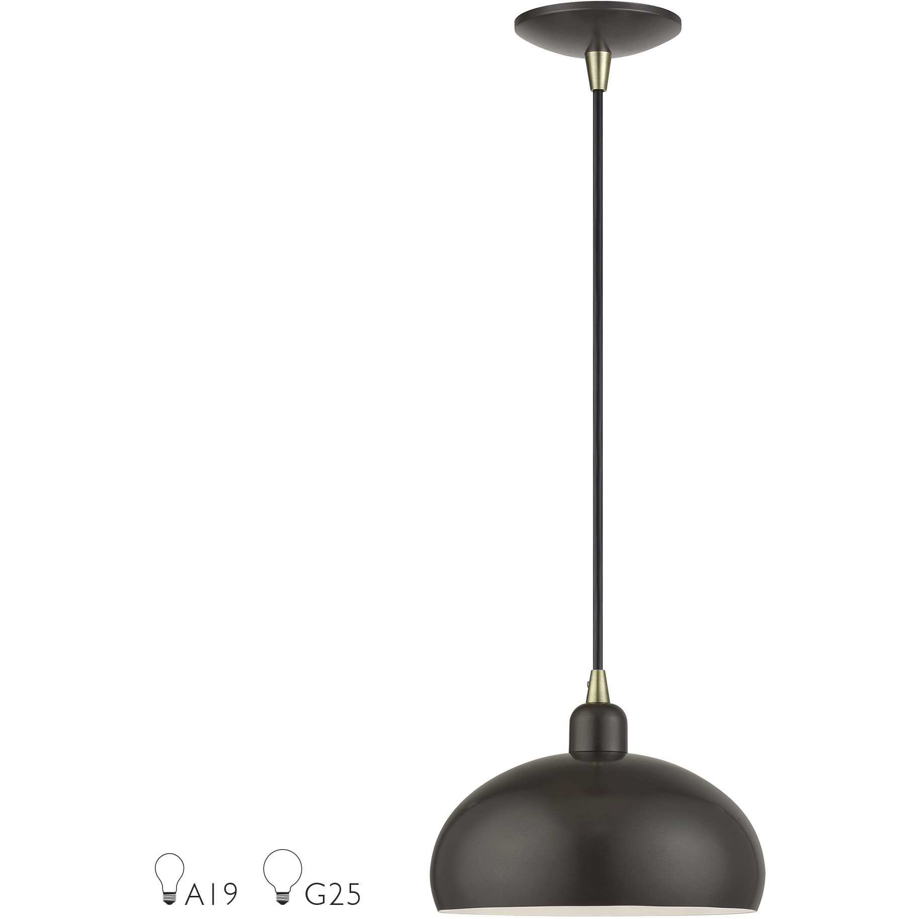 Domma 1 Light 10 inch English Bronze with Antique Brass Accents Pendant Ceiling Light