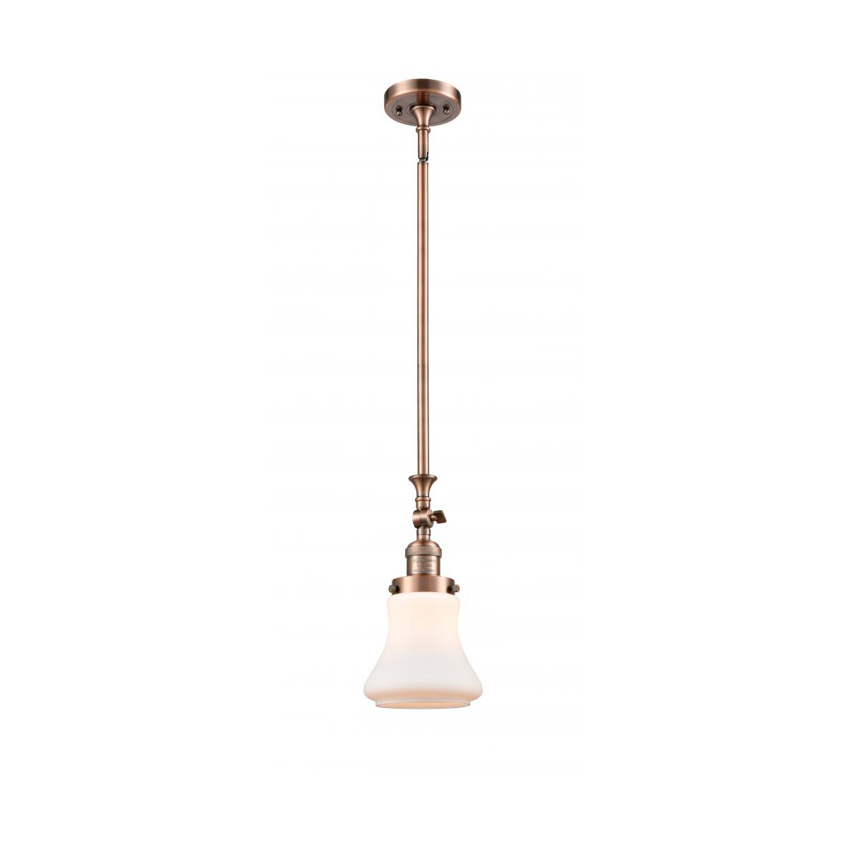 Franklin Restoration Bellmont LED 7 inch Antique Copper Mini Pendant Ceiling Light in Matte White Glass, Franklin Restoration