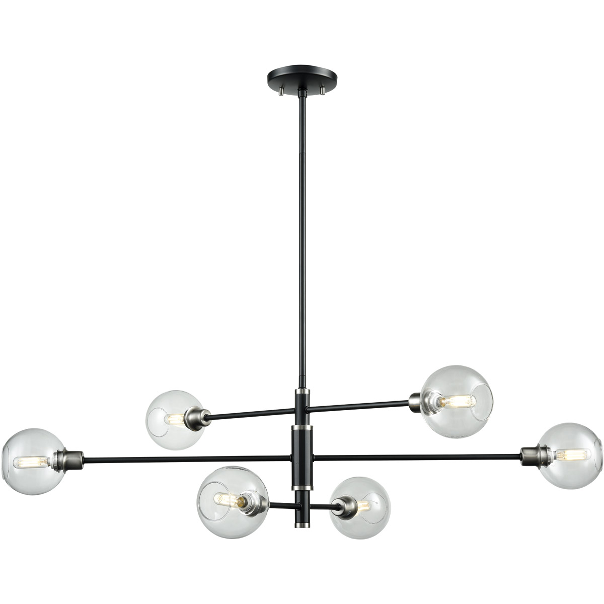 Ocean Drive 6 Light 39 inch Satin Nickel And Graphite Linear Pendant Ceiling Light
