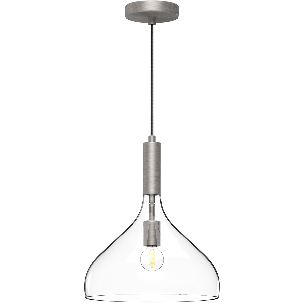 Alora Mood Belleview 1 Light 11.88 inch Brushed Nickel Pendant Ceiling Light in Clear Glass