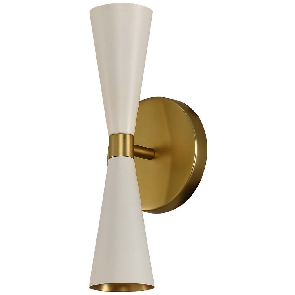 Milo Wall Sconce Wall Light in White and Vintage Brass